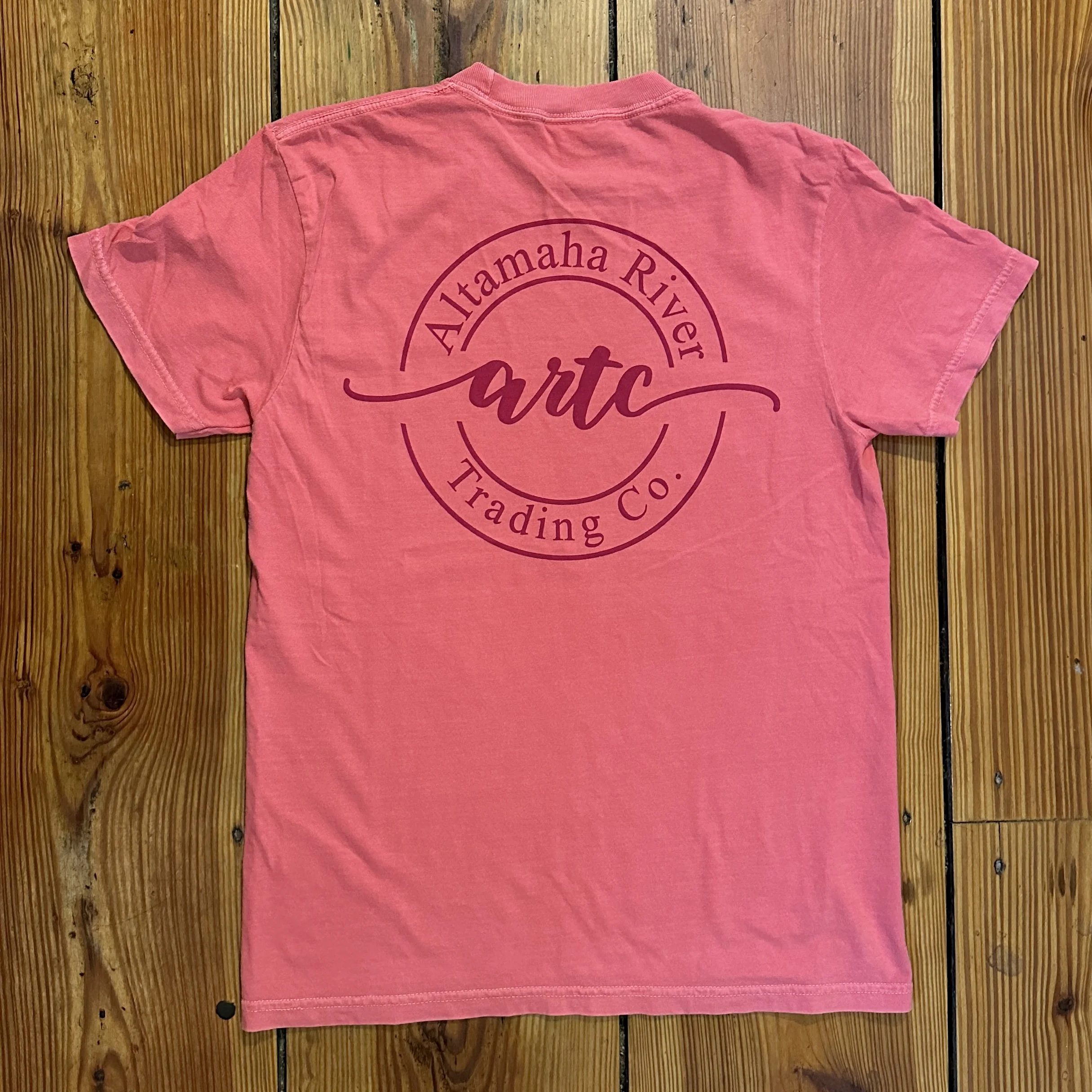 Pink Altamaha River Script Logo T Shirt - Altamaha River Trading Company