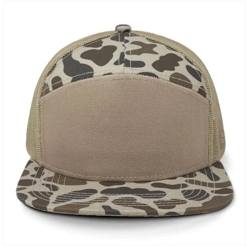 slough camo 7-panel flat bill hat - front view.JPG