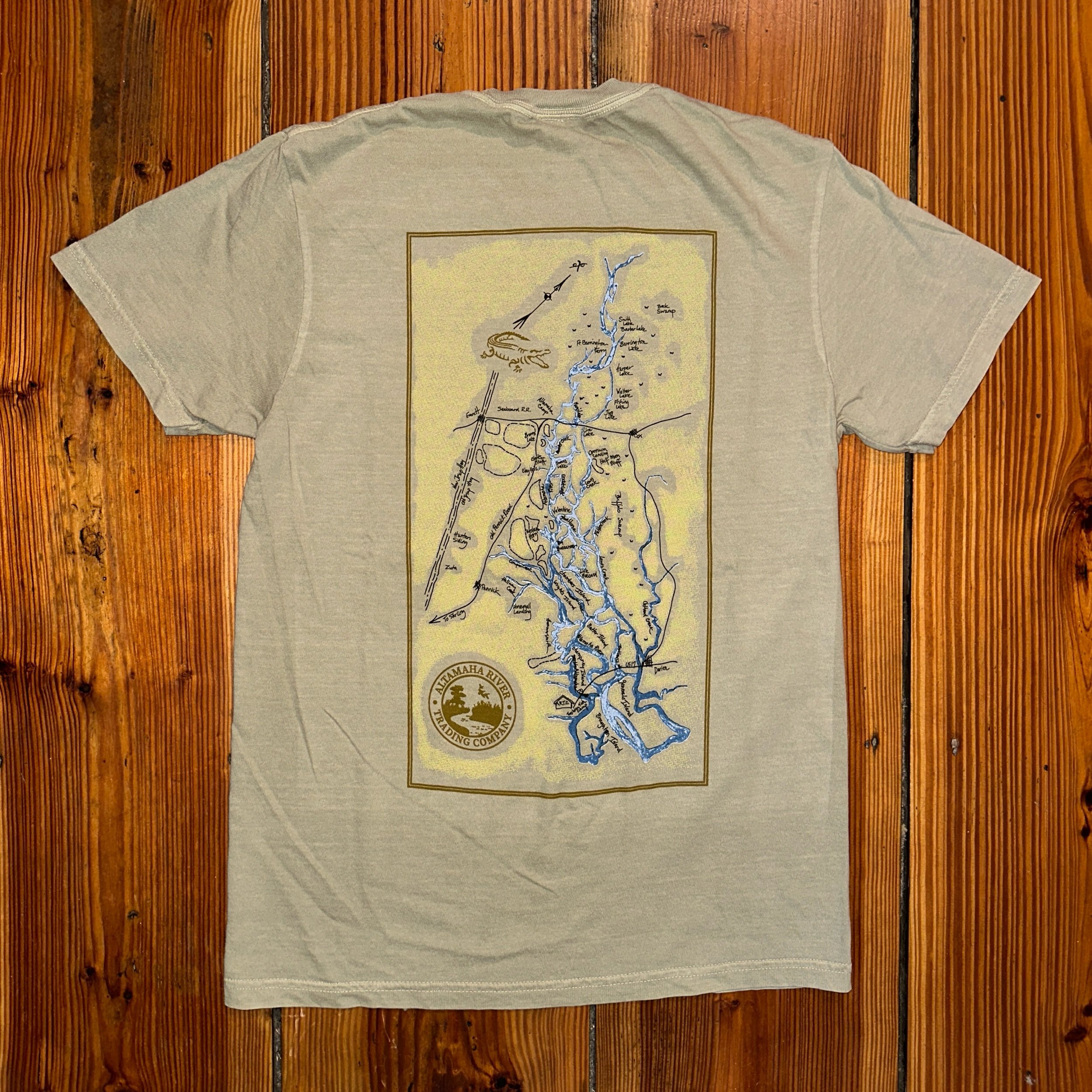 Altamaha River Map T Shirt - Altamaha River Map Adult Tshirt - Altamaha River Trading Company