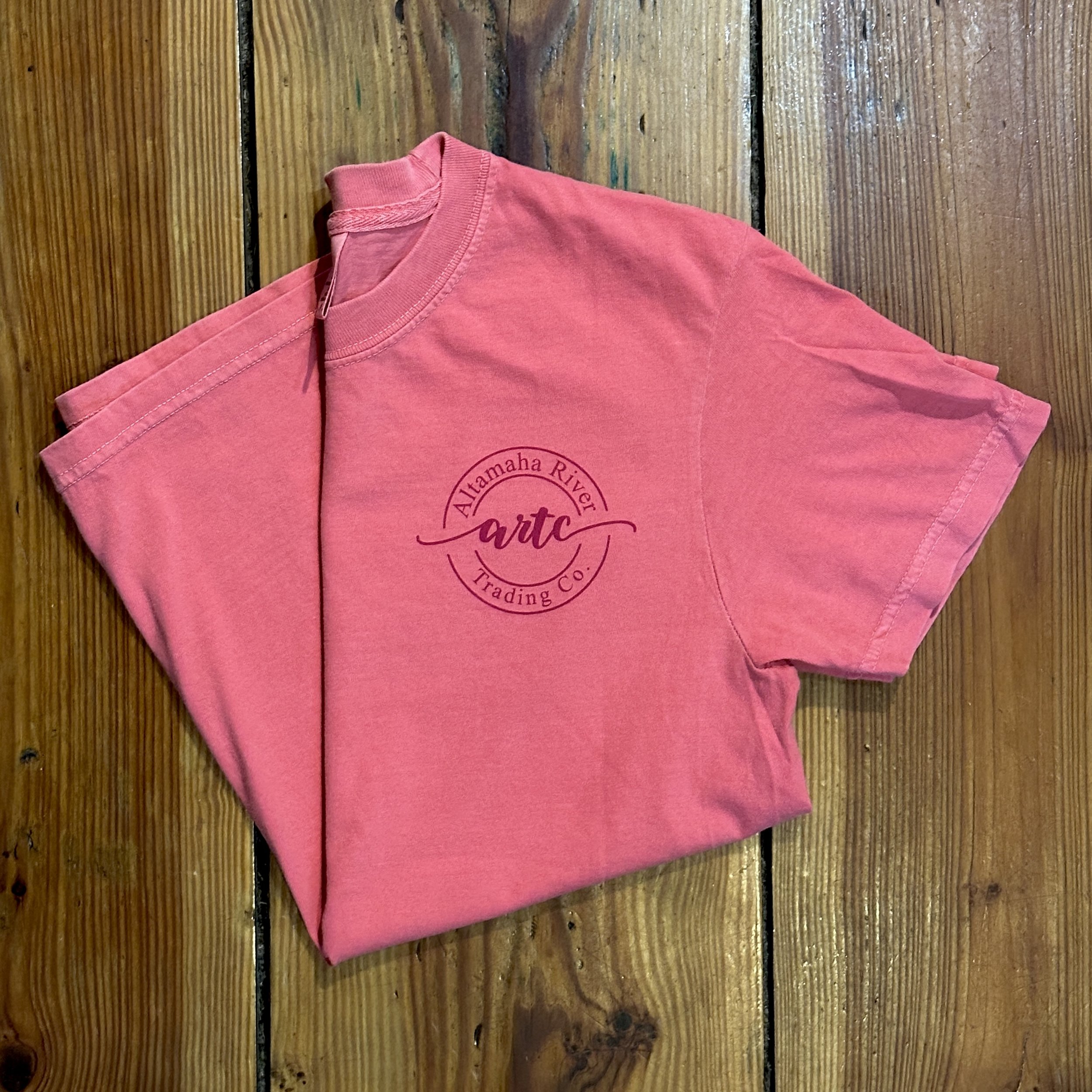 Pink Altamaha River Script Logo T Shirt - Altamaha River Trading Company