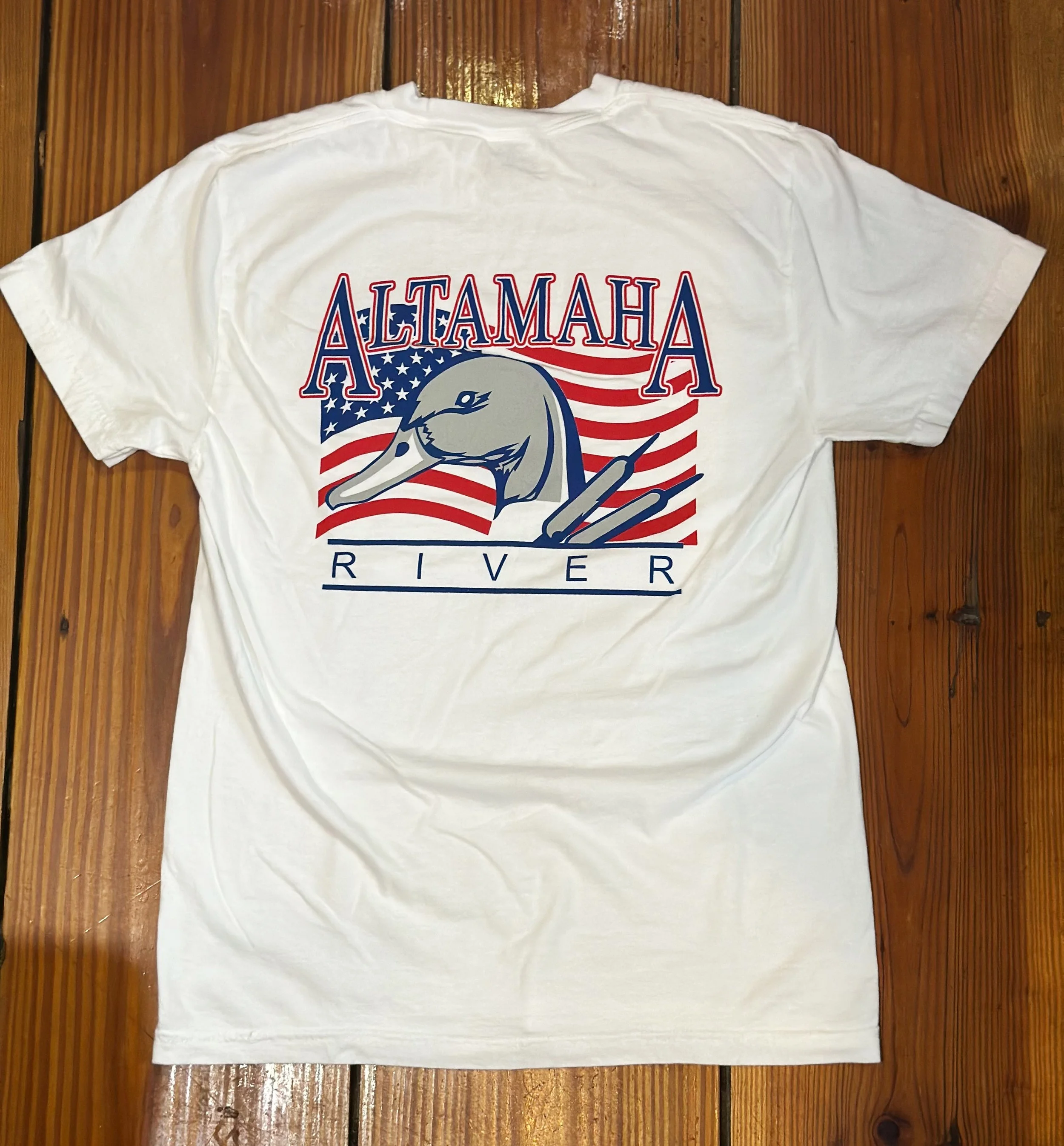 Altamaha River American Pintail T Shirt - Altamaha River American Flag Pintail Duck Adult Tshirt - Altamaha River Trading Company duck hunting