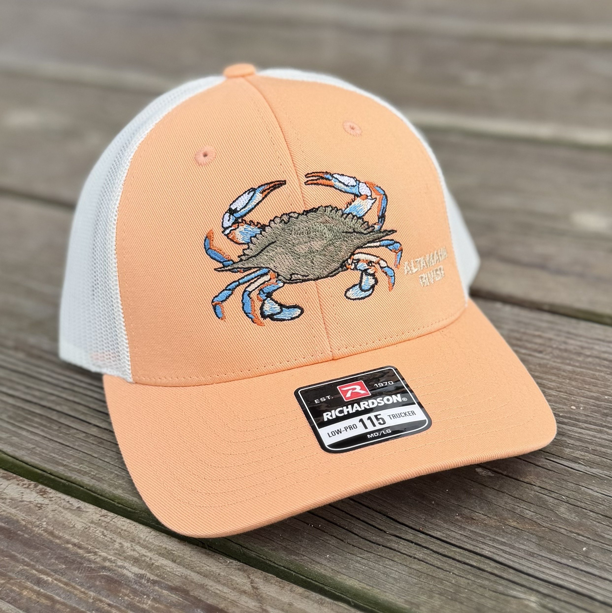Peach Altamaha River Blue Crab Hat - Richarson 115.JPG