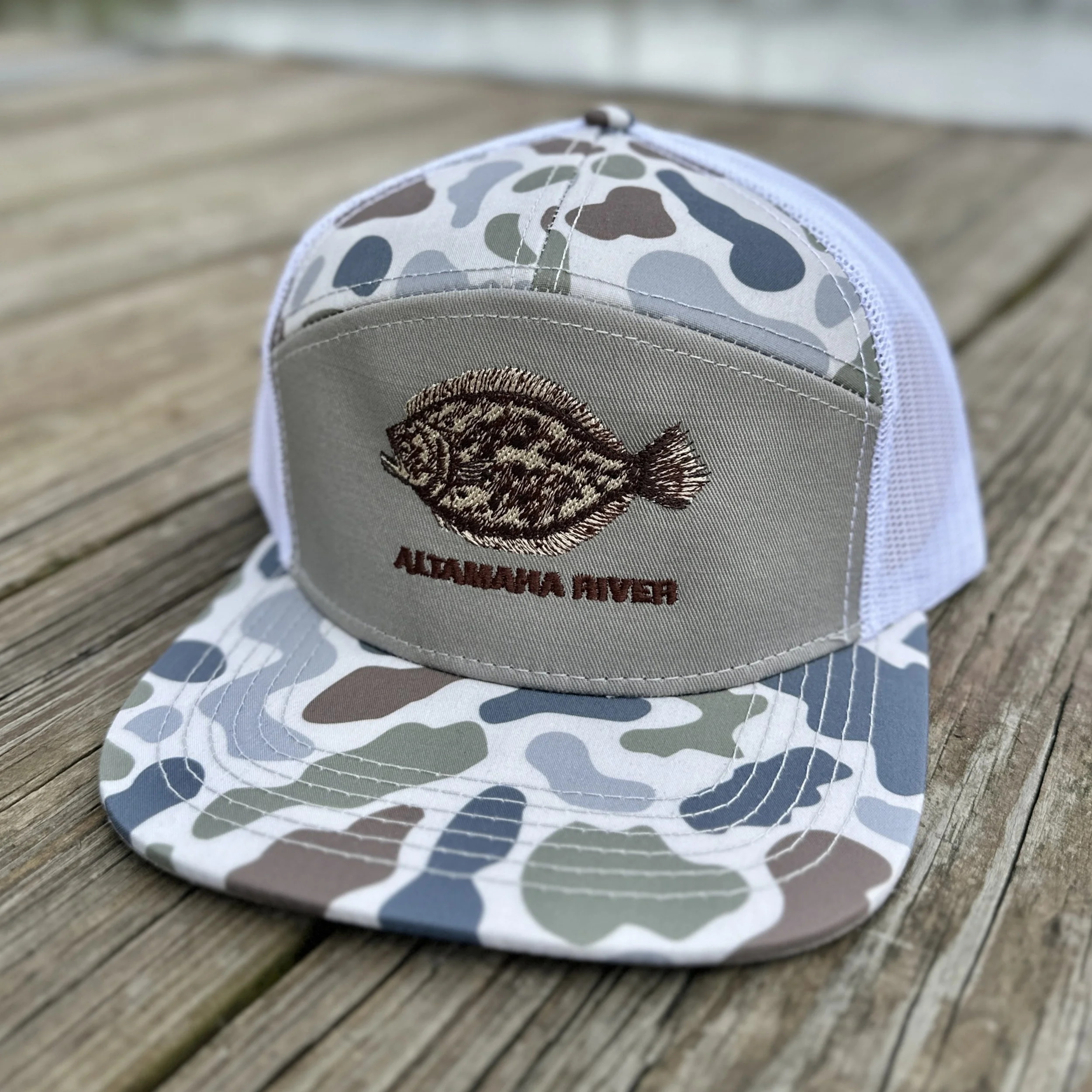 Brackish Camo Altamaha River Flounder Hat – 7 Panel Snapback - Altamaha RIver Trading Co.JPG