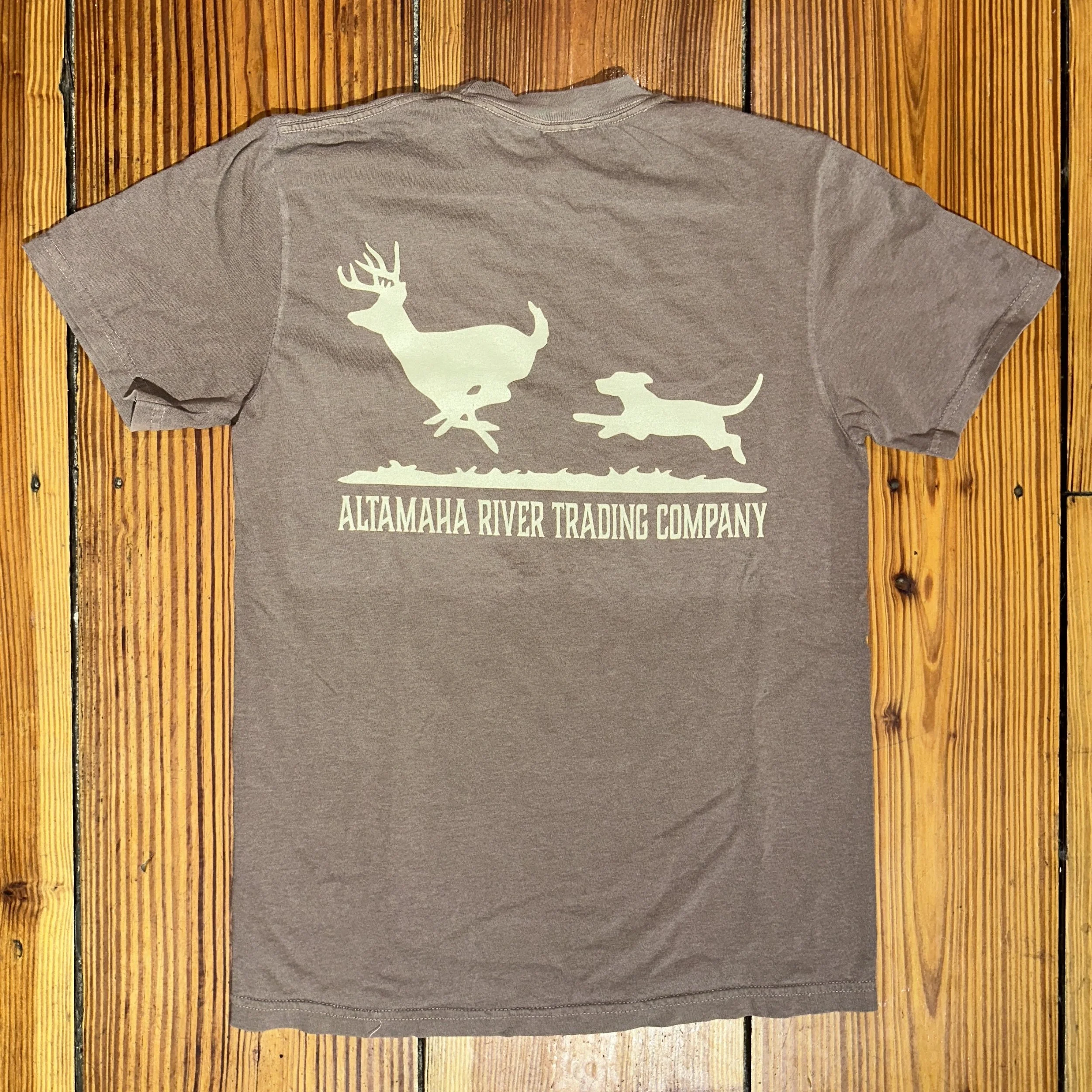 Brown Altamaha River Dog Running Deer Long Sleeve T-Shirt - Altamaha River Trading Company