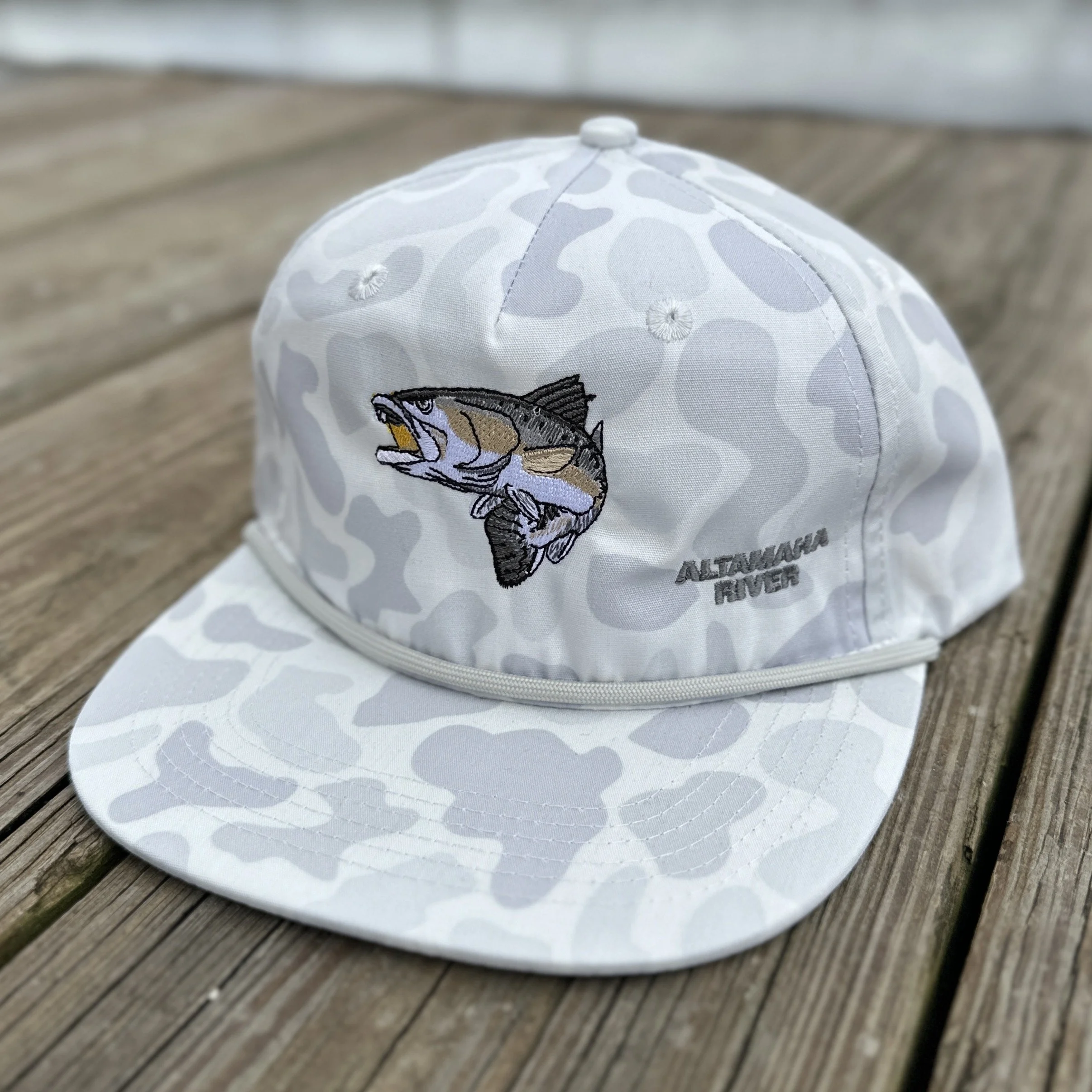 White Camo Altamaha River Speckled Trout Rope Hat - Altamaha River Trading Company