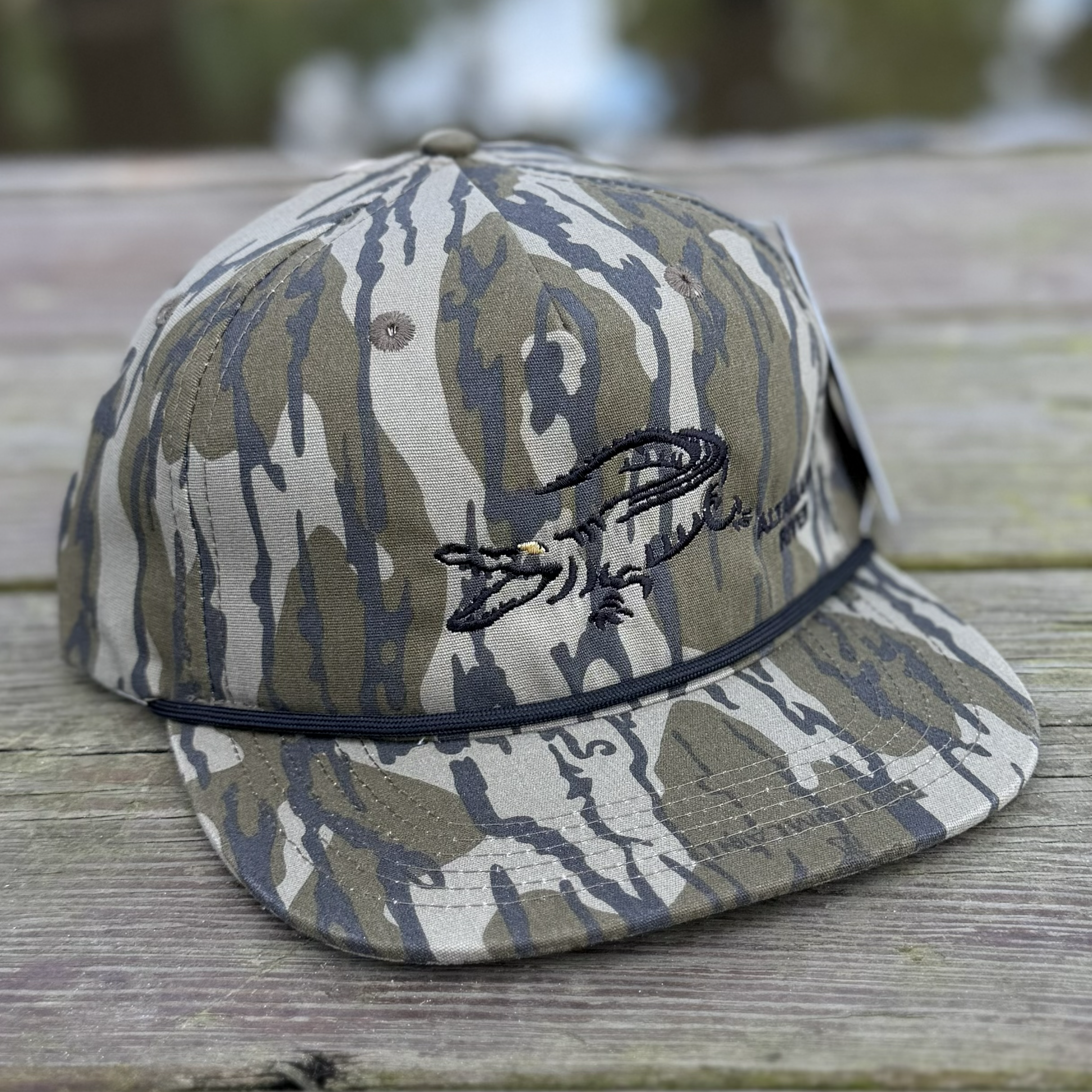 Altamaha River Gator Rope Hat - Mossy Oak Bottomland Camo