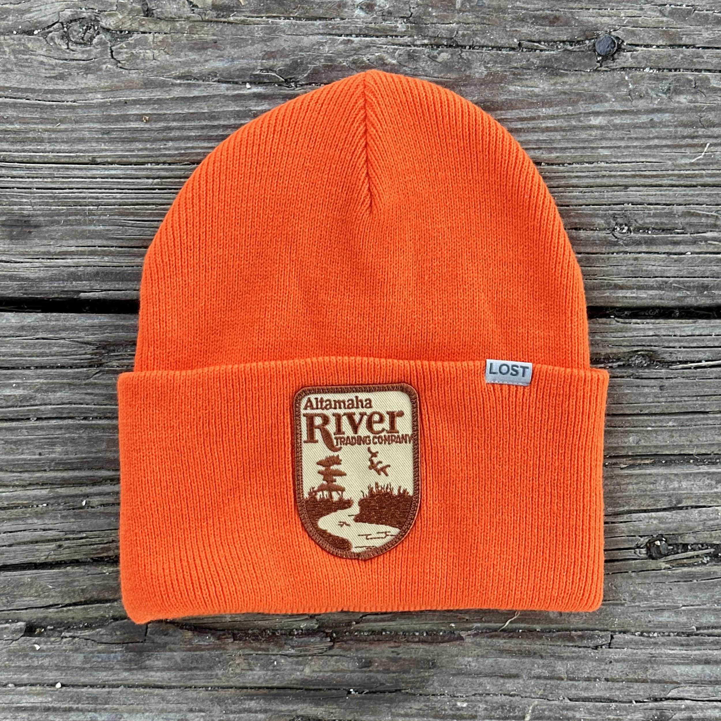 Orange Altamaha River Patch Beanie - Altamaha River Trading Company