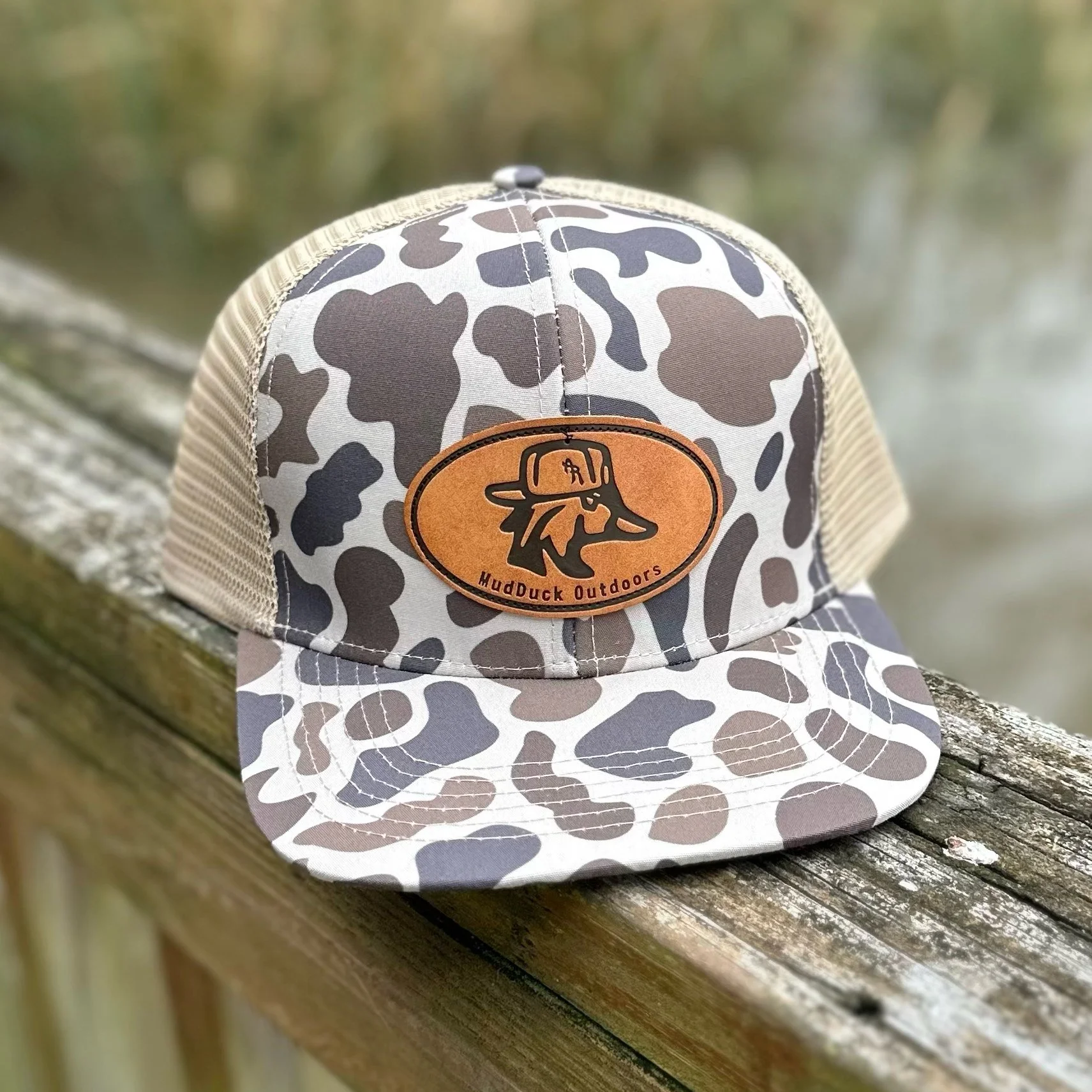 Slough Camo MudDuck Outdoors Leather Patch Hat