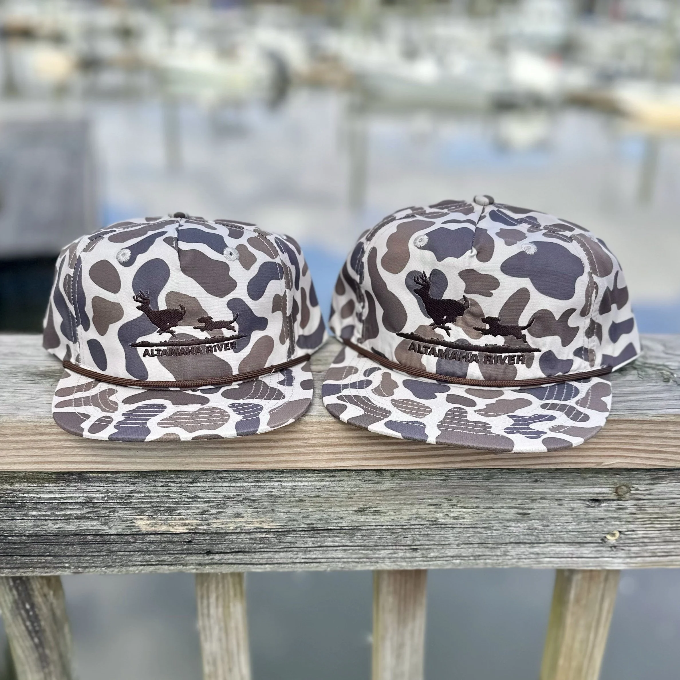 Daddy + Me Matching Camo Dog Running Deer Rope Hat Bundle – Altamaha River (Adult + Youth)