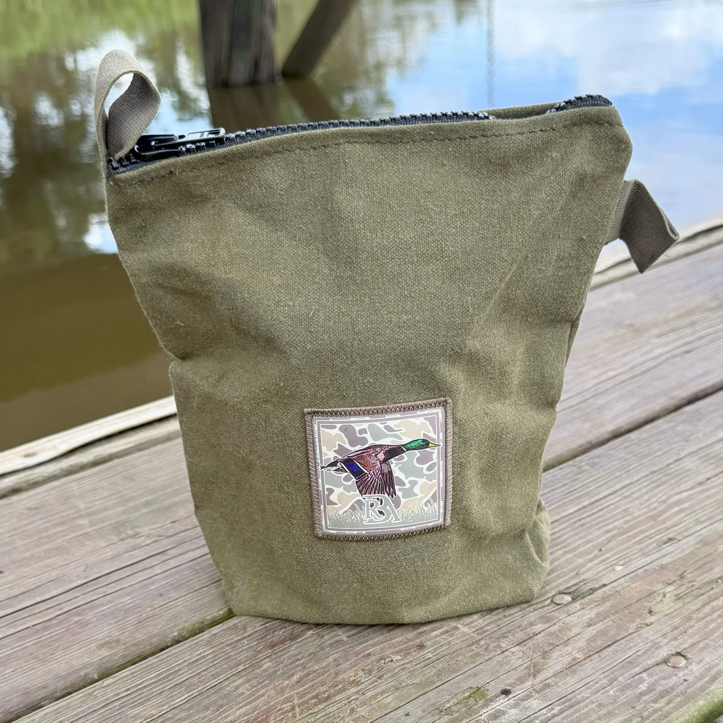 River Bank Waxed Canvas Shell Bag  - Flying Mallard Patch.JPG