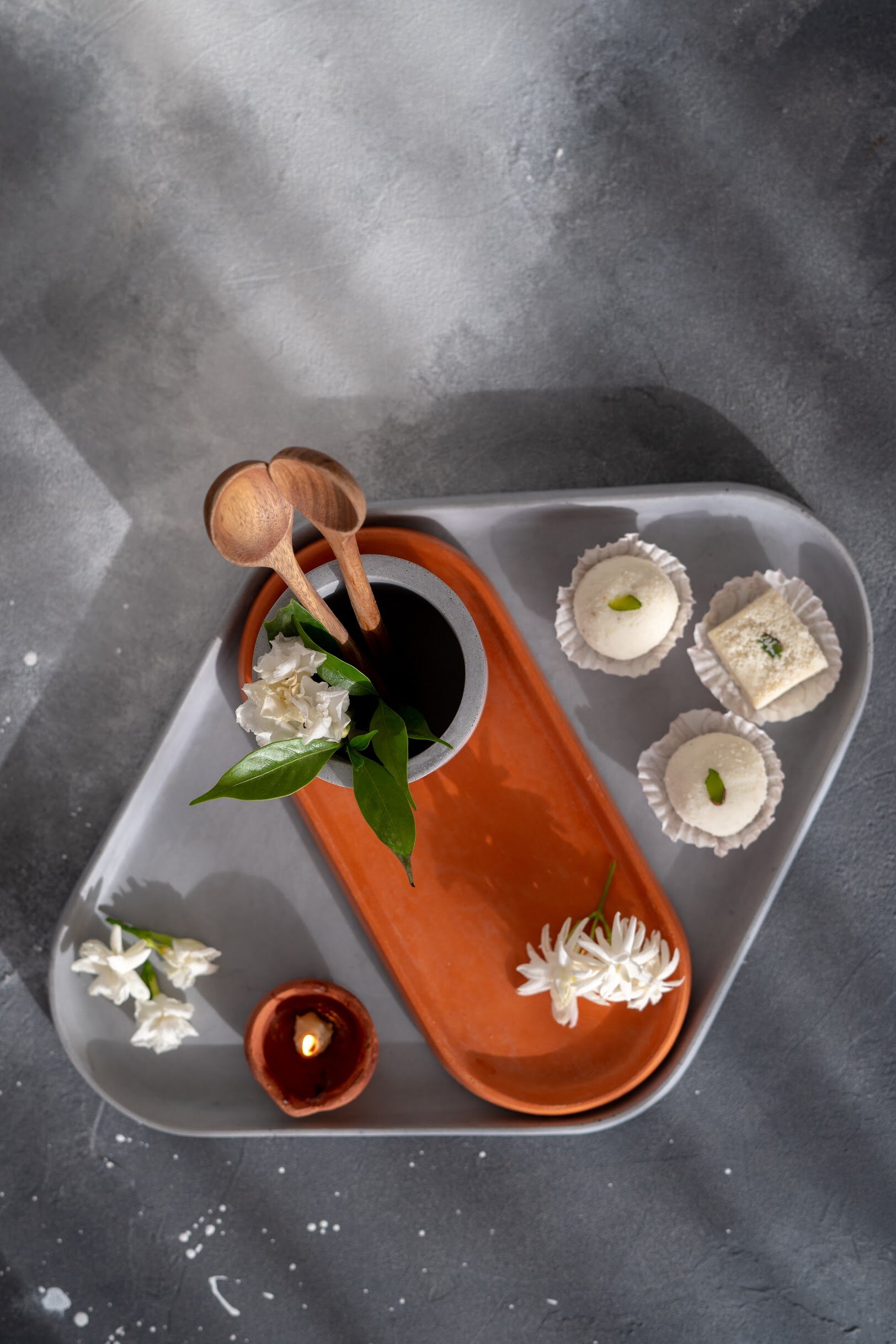 Diamond Concrete Platter Set (3 pieces)