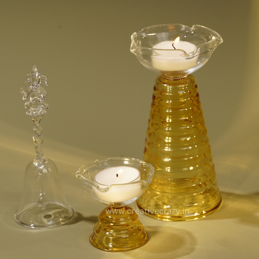Sculpted Glass Tea Light Holders