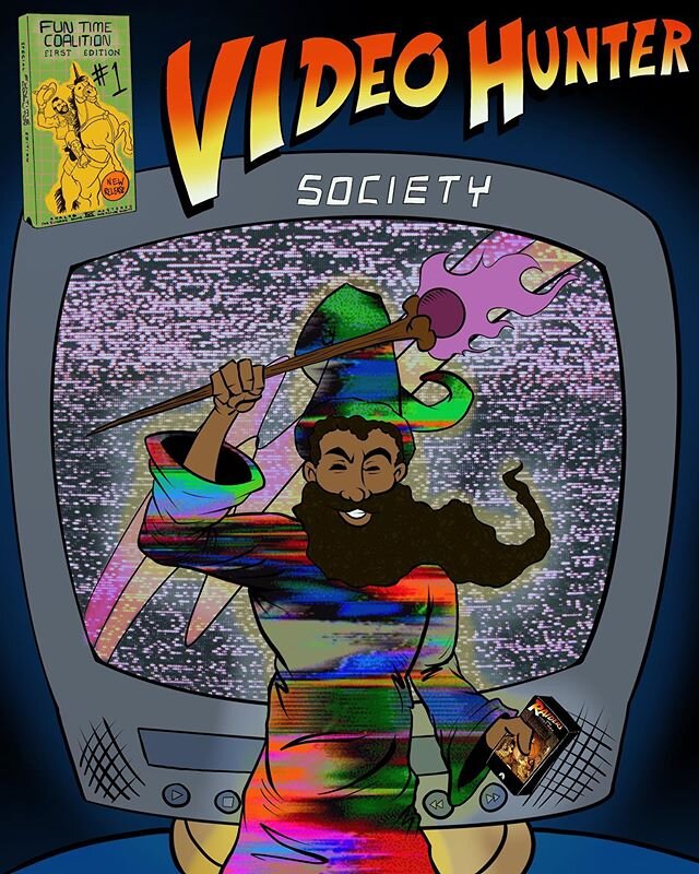 VIDEOOOYEAH!!! Our debut issue is here! 
V.H.S. Video Hunter Society is an ongoing series following the intergalactic Video Hunters, Video Wizard &amp; Rewind the Robot. The adventures never stop as they compete with other wizards &amp; colorful char