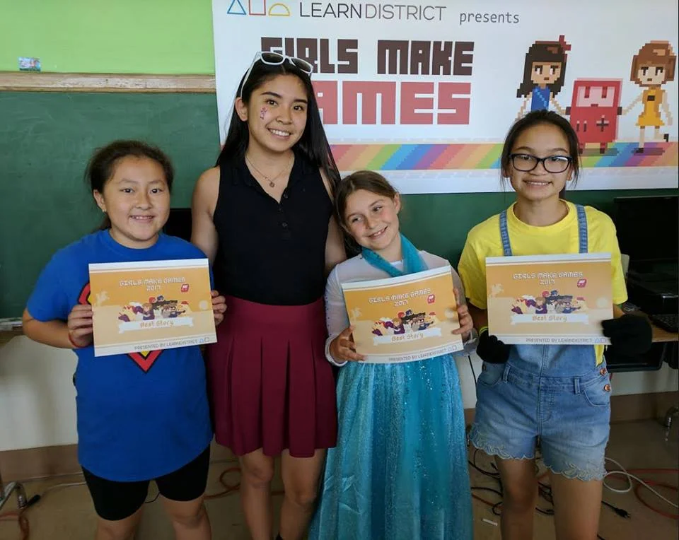 Melanie J. Pascual with some of her Girls Make Games students