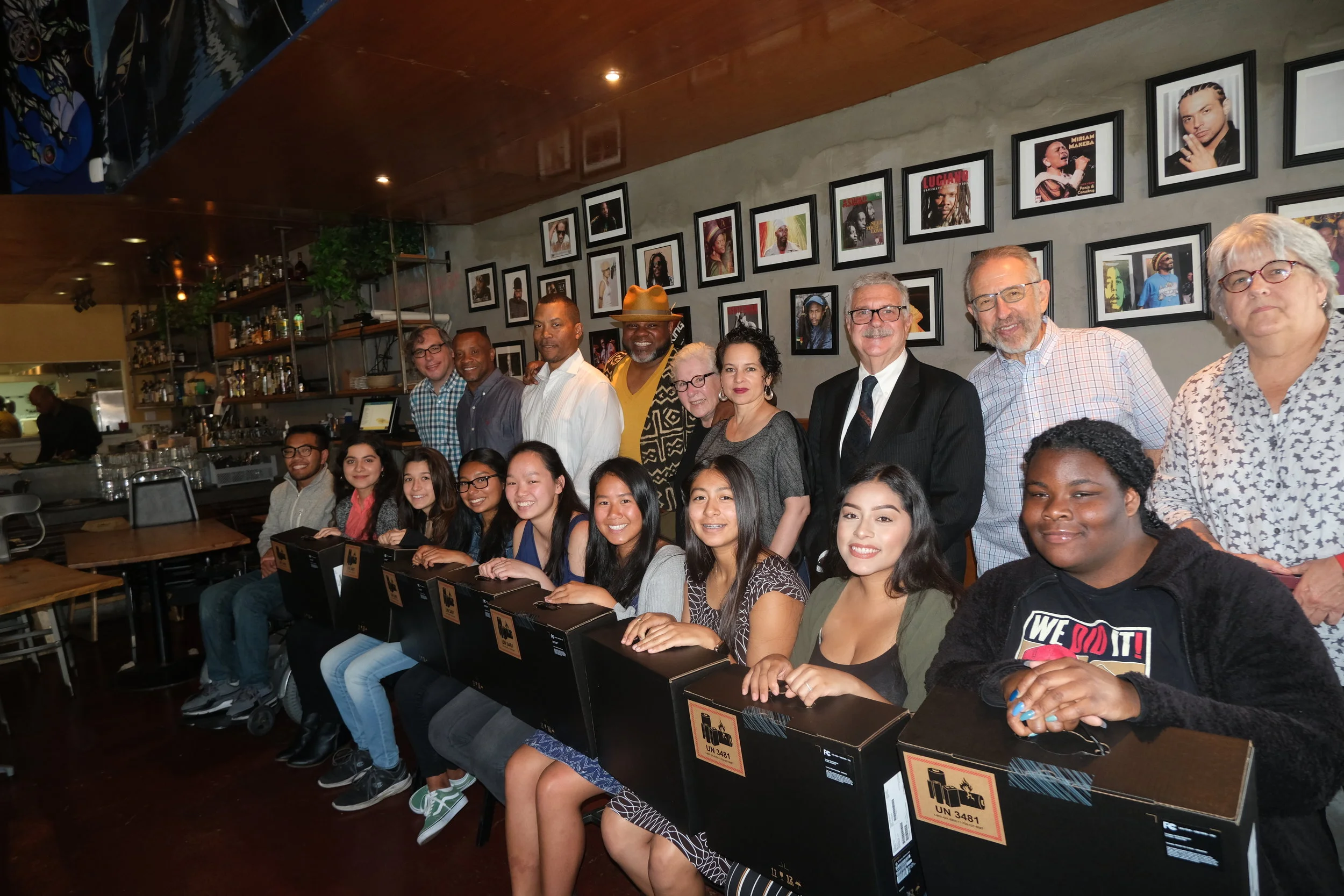 2019 Fluegelman Bunnell Award fellows and advisors at Kingston 11 on June 29, 2019