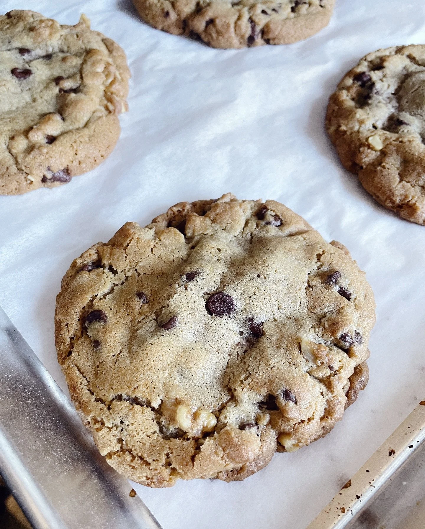 🍪 Walnut Chocolate Chip 🍪

This classic cookie is made up of semisweet chocolate chips and locally grown walnuts from Yolo County. Soft on the inside and crispier along the edges, this Walnut Chocolate Chip will surely satisfy your nostalgic cookie