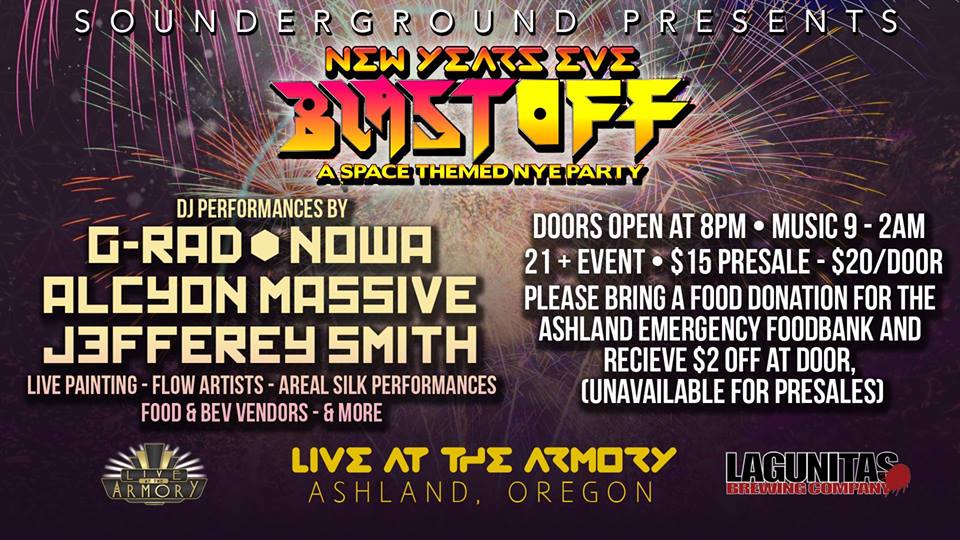 BLAST OFF!  A SPACE THEMED NEW YEARS EVE PARTY LIVE AT THE ARMORY