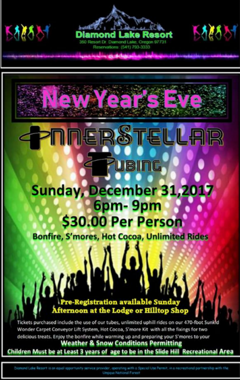 NEW YEARS EVE INNERSTELLAR TUBING AT DIAMOND LAKE