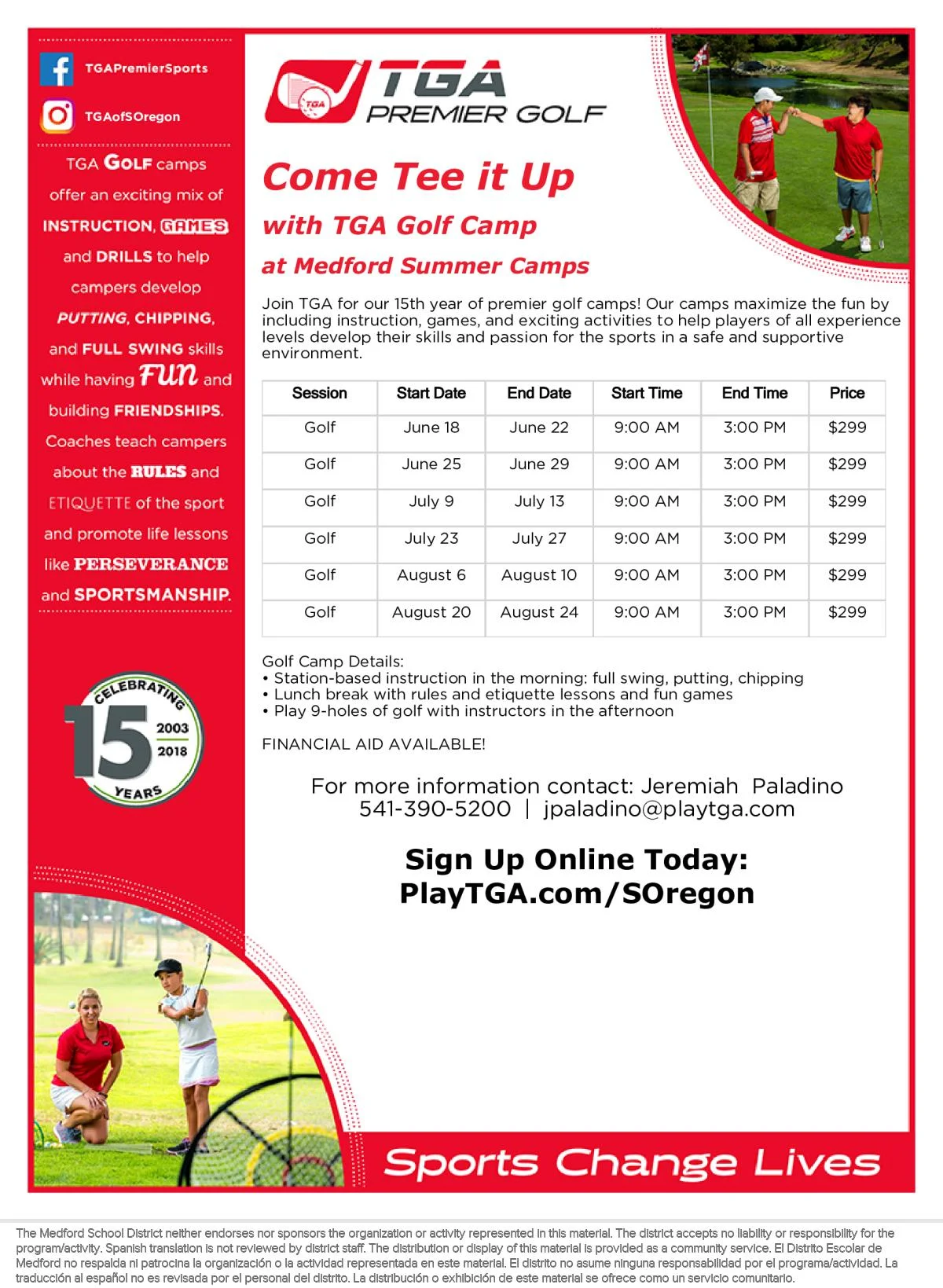 TGA PREMIER GOLF CAMP