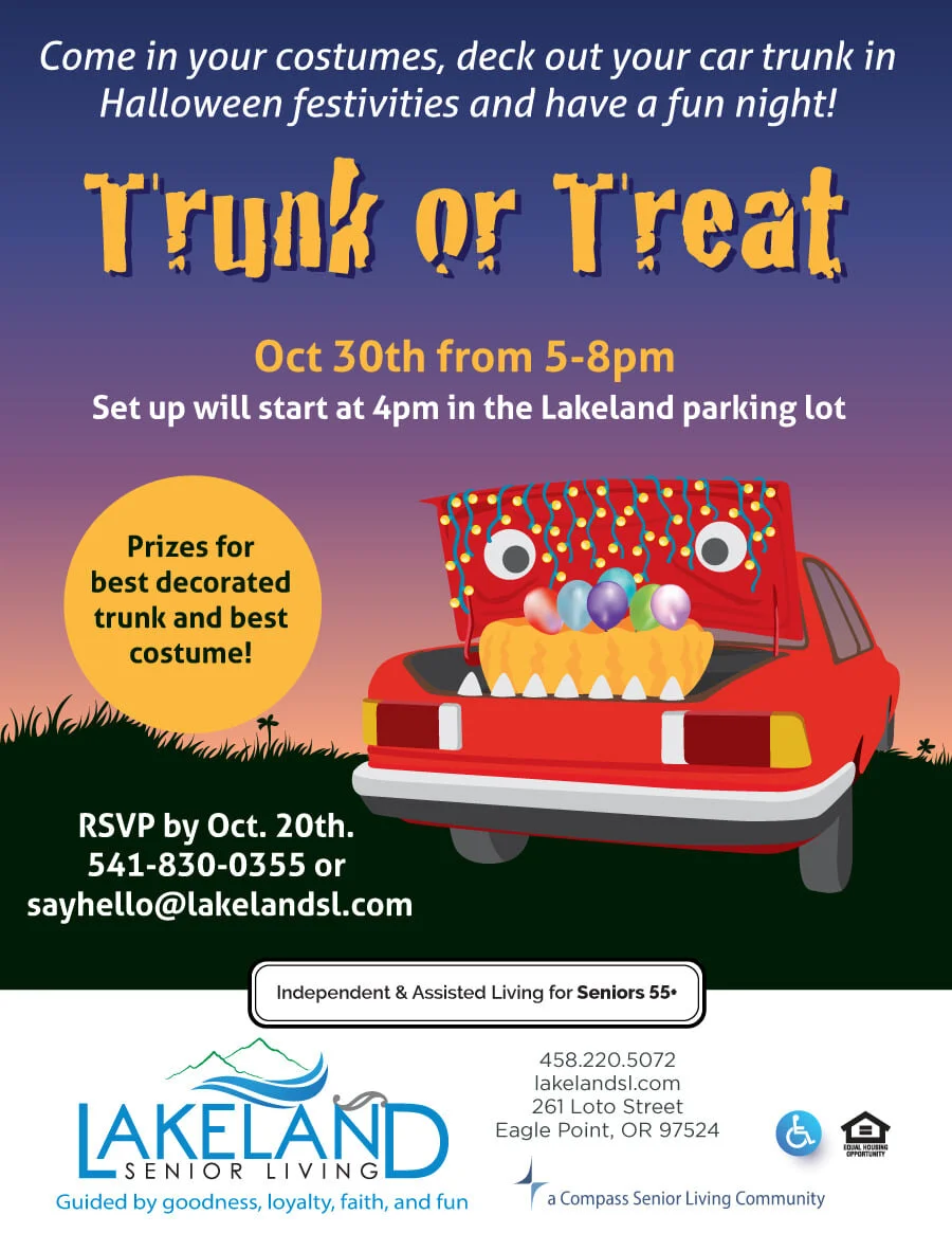 DRIVE THRU TRICK-OR-TREAT AT LAKELAND SENIOR LIVING IN EAGLE POINT