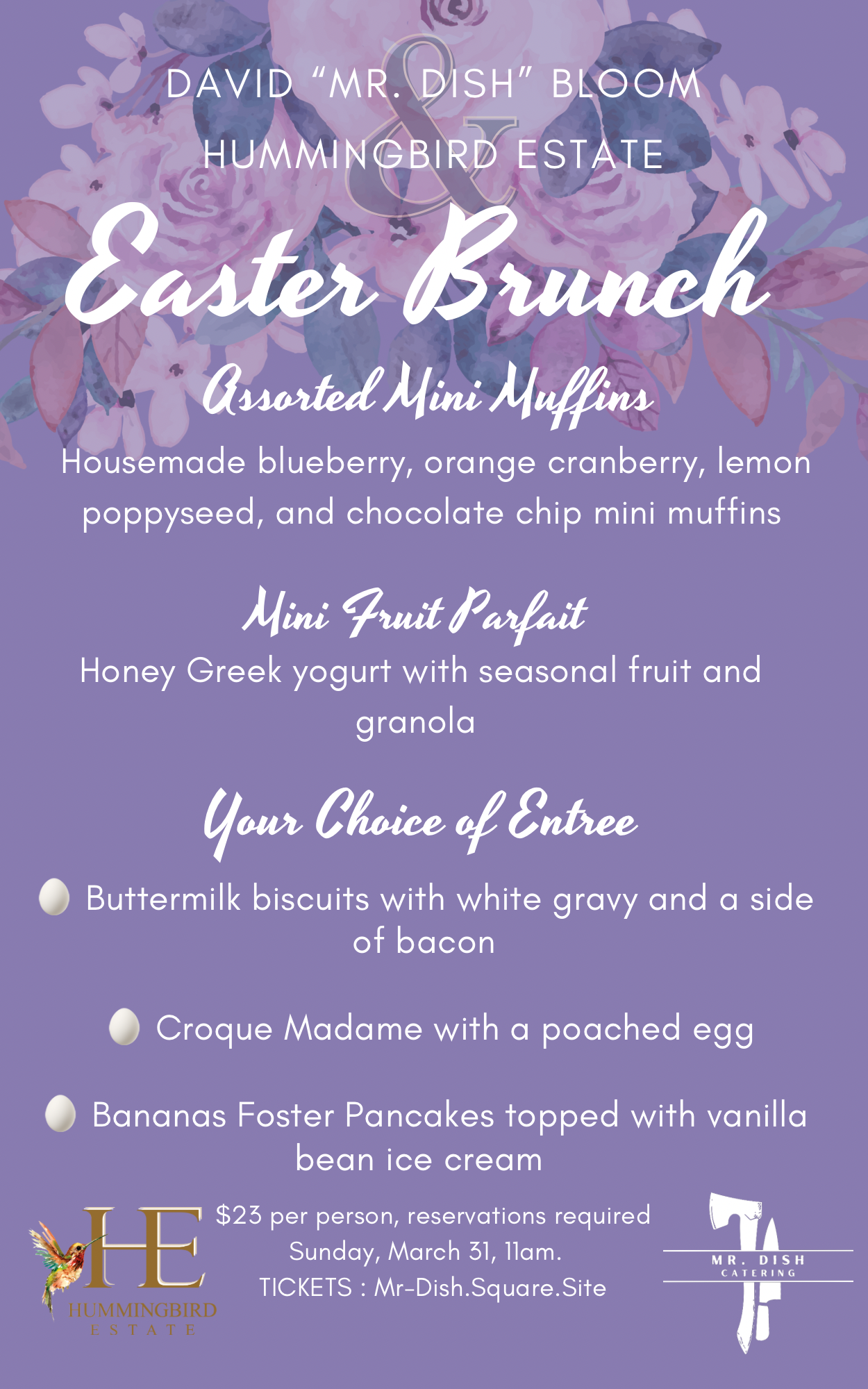 Hummingbird Estate Easter Brunch