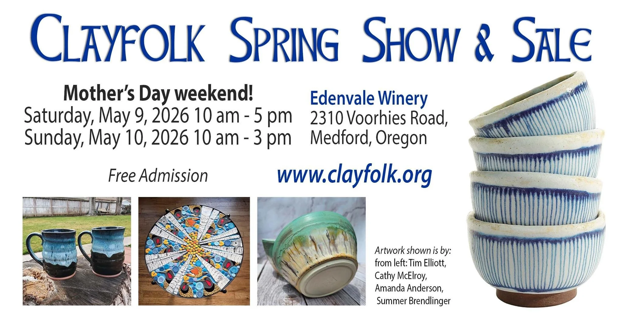 Clayfolk Spring Sale at EdenVale Winery - Mother's Day Weekend