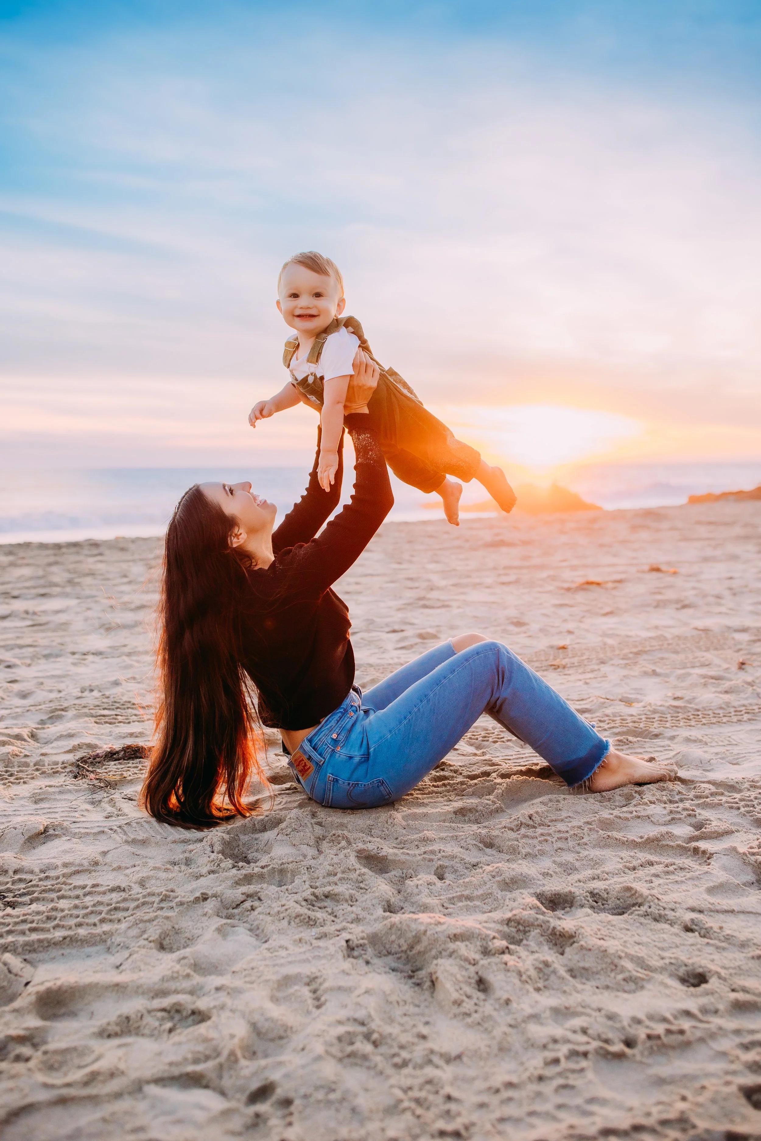 Mom and her one year old son during a mommy and me photoshoot in Newport Beach, CA