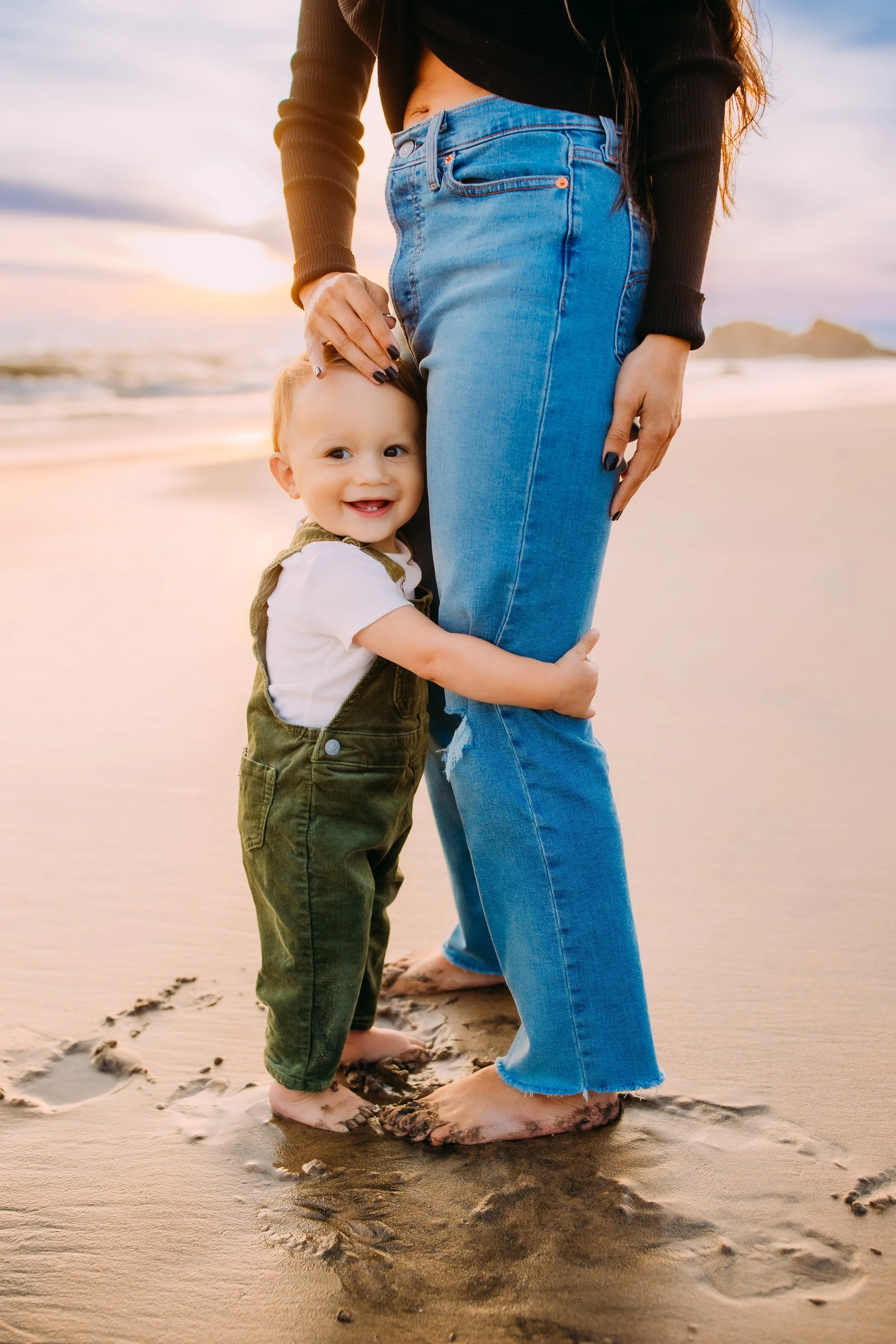 natural light motherhood photoshoot with a mom and baby boy in Newport Beach, California