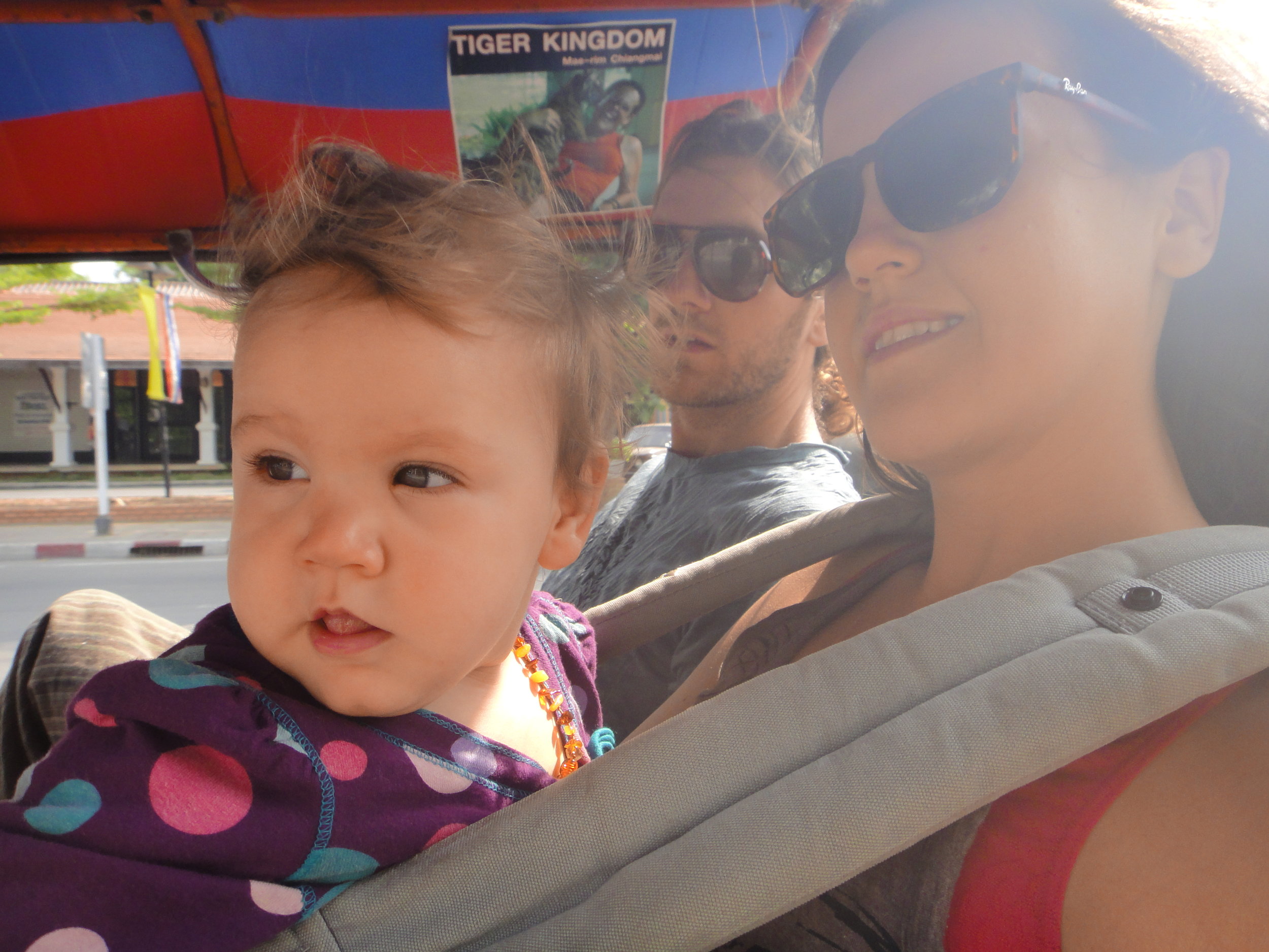 Baby Astraea enjoying the rush of a Tuk Tuk ride in Thailand
