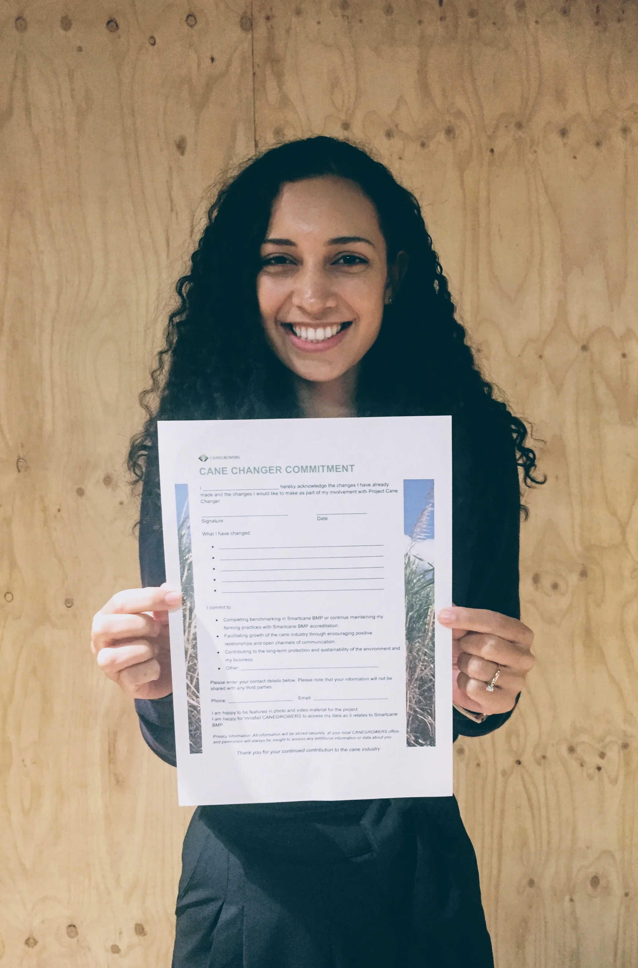 Growers are asked to sign a Cane Changer Commitment just like the one shown here.