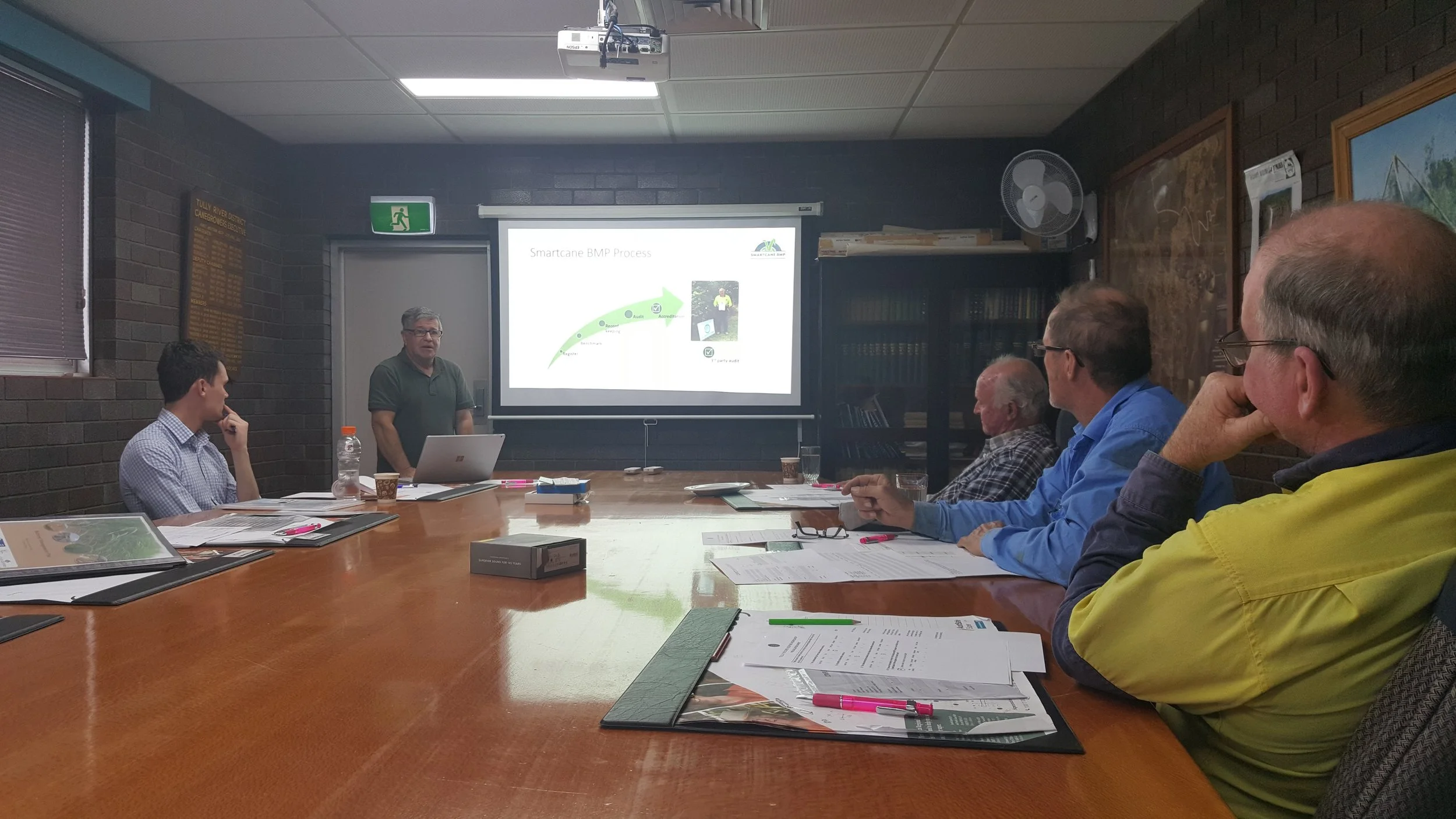 Tully Smartcane BMP Facilitator, Nick Stipis, explaining the process growers go through to reach accreditation in the program.