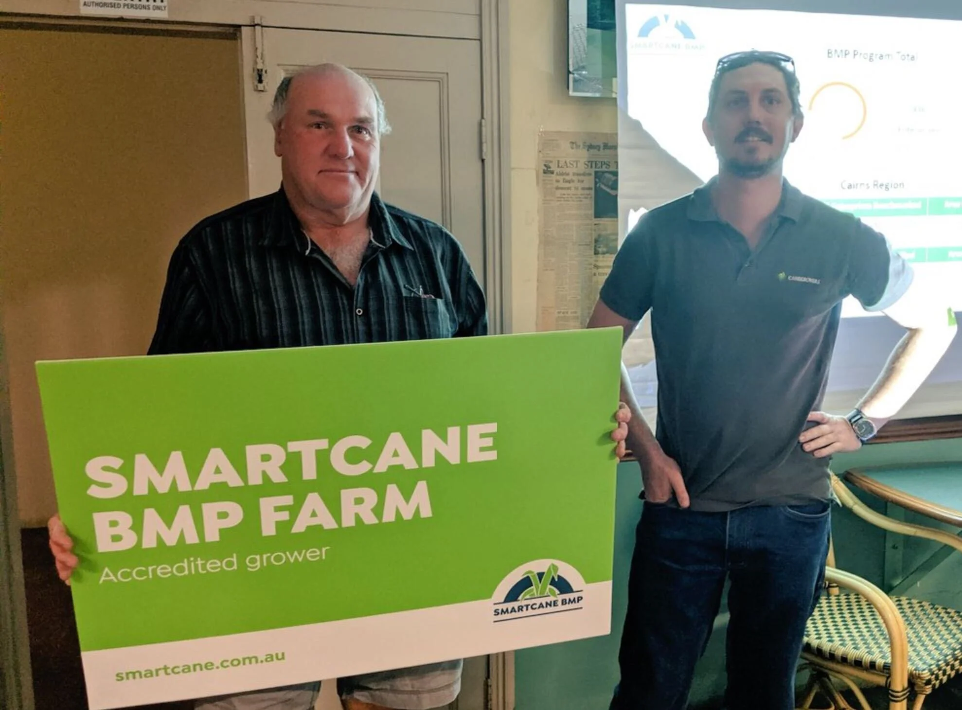 Cairns region grower Tilly Spertino with Cairns region Smartcane BMP Facilitator, Joel Tierney