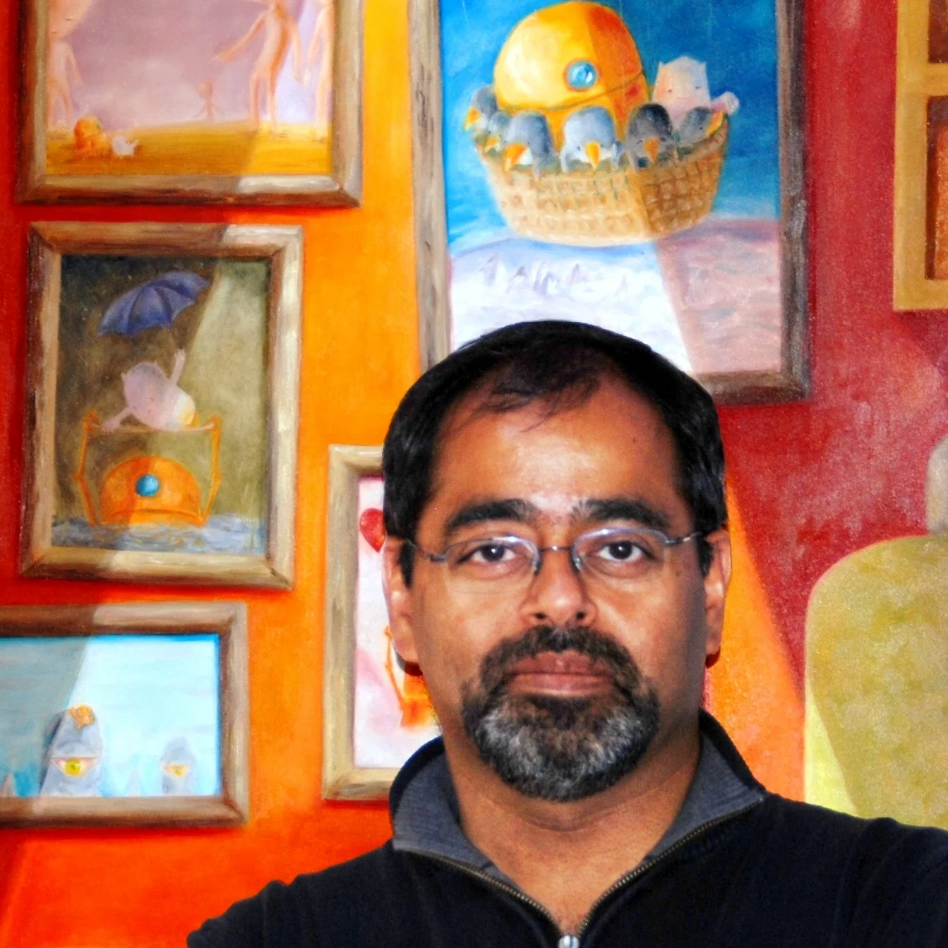 Vikram Madan grew up in India and became an engineer until finally coming to his senses and embracing the arts. Now he paints, makes public art, and writes funny poems. See www.VikramMadan.com .