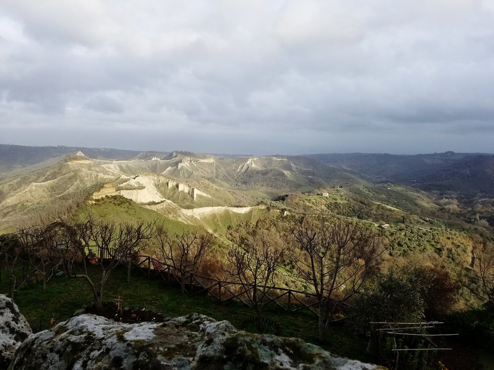 View of the valley surrounding Civita