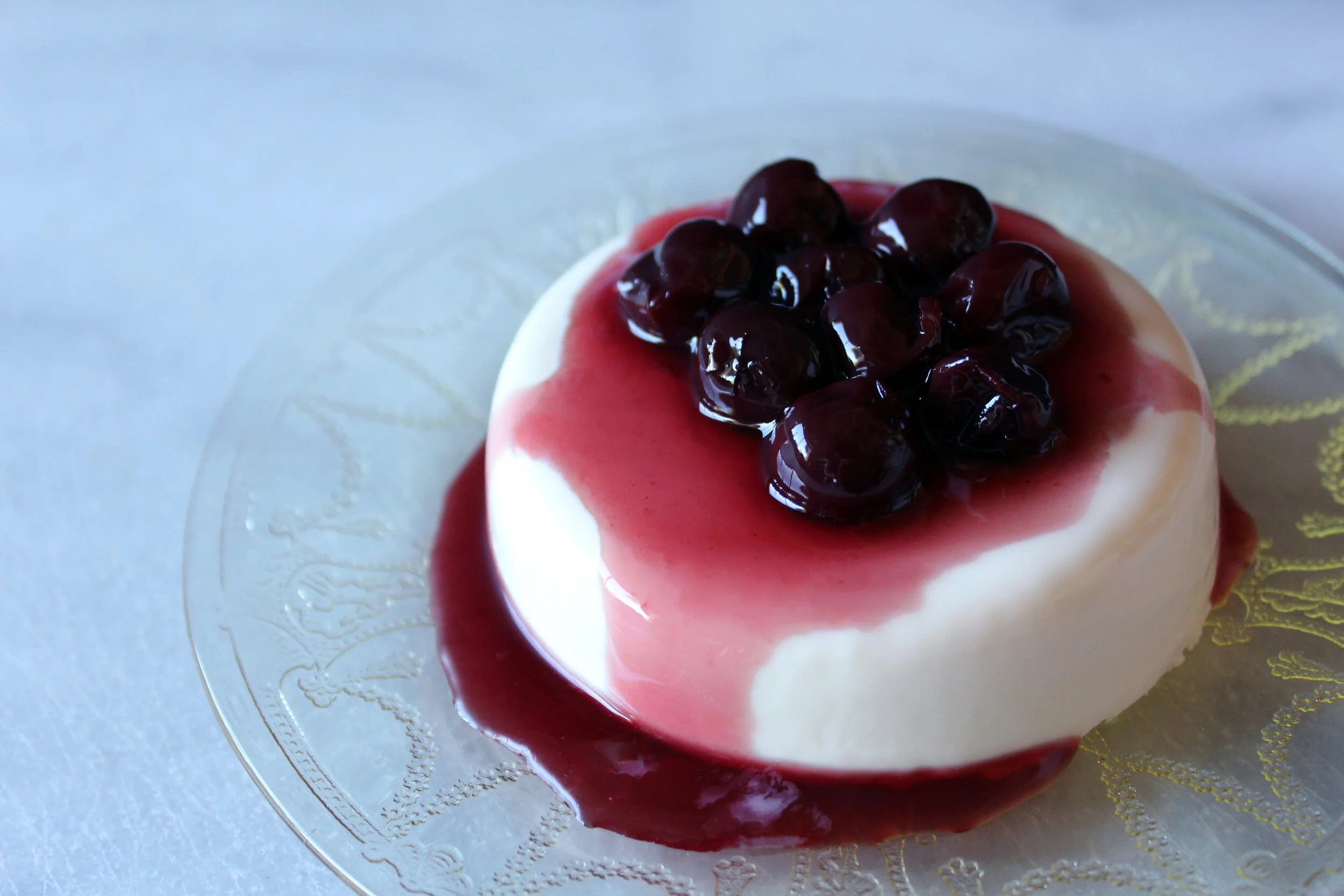 Italian Panna Cotta with Cherries