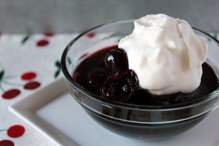Cherries in Red Wine with Whipped Cream