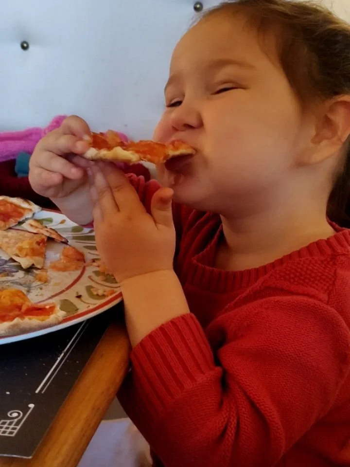 This is the way I feel about Italian pizza too😂 my little lady enjoying her Italian pizza in Todi. It was really good 😁