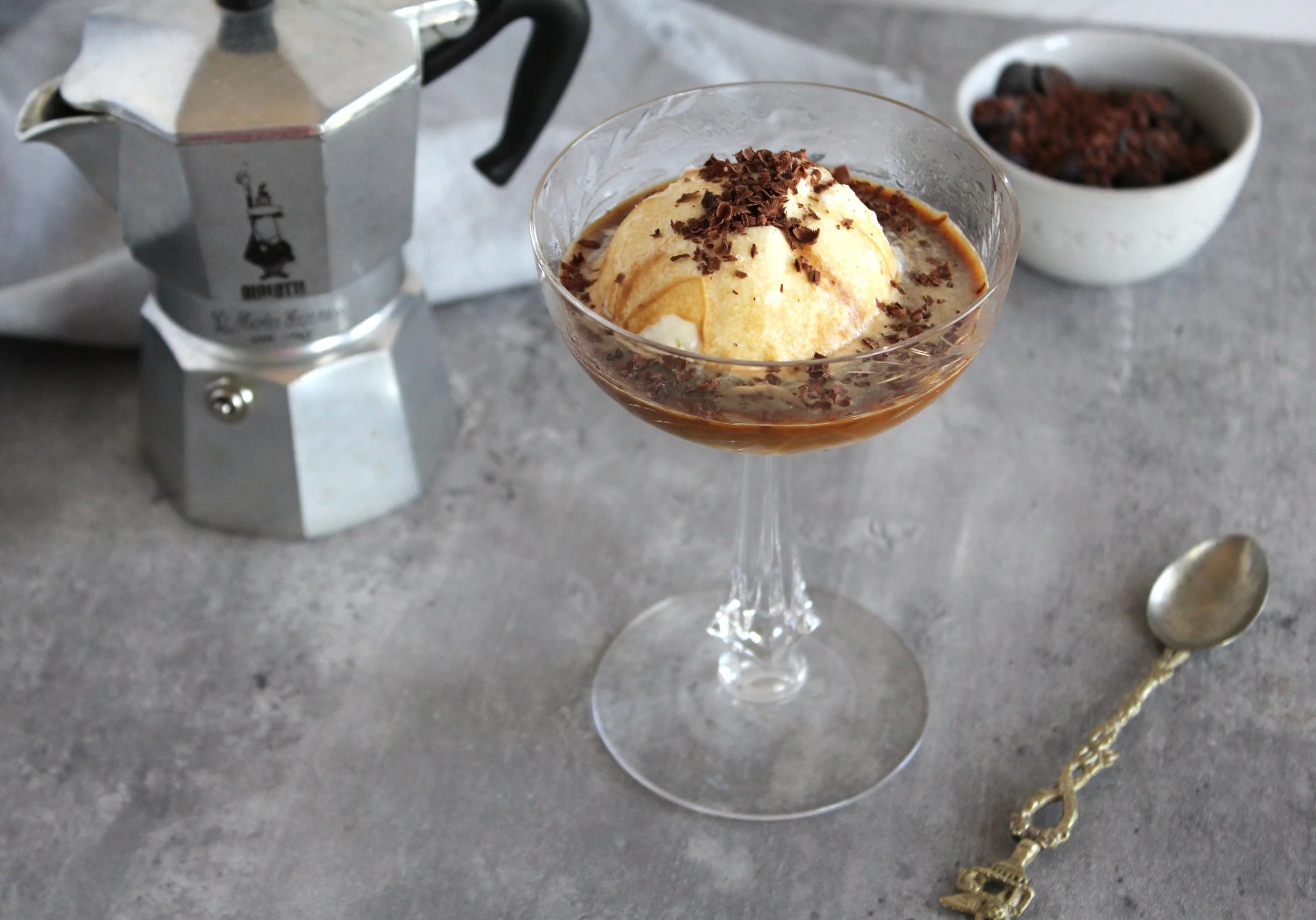 Italian Affogato with Amaretto Liqueur