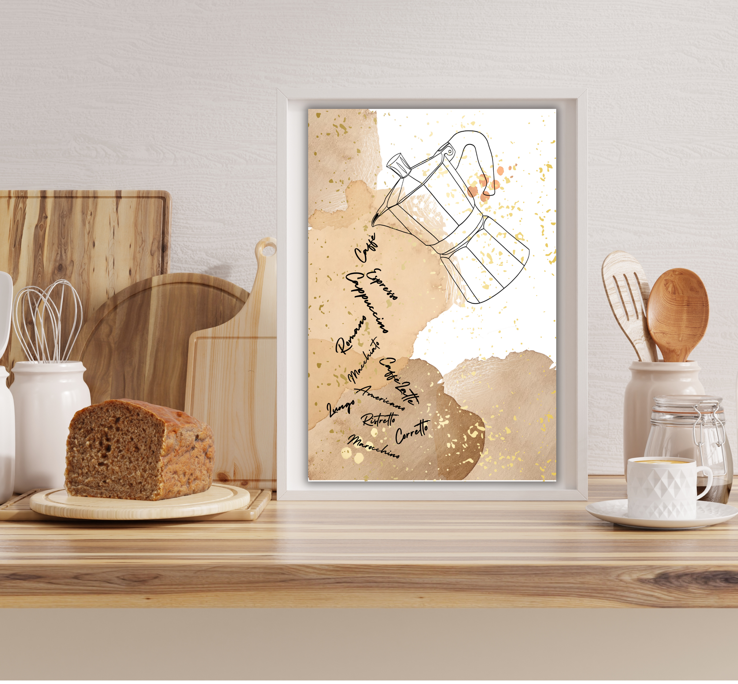 Italian Moka espresso coffee pot with Italian coffees