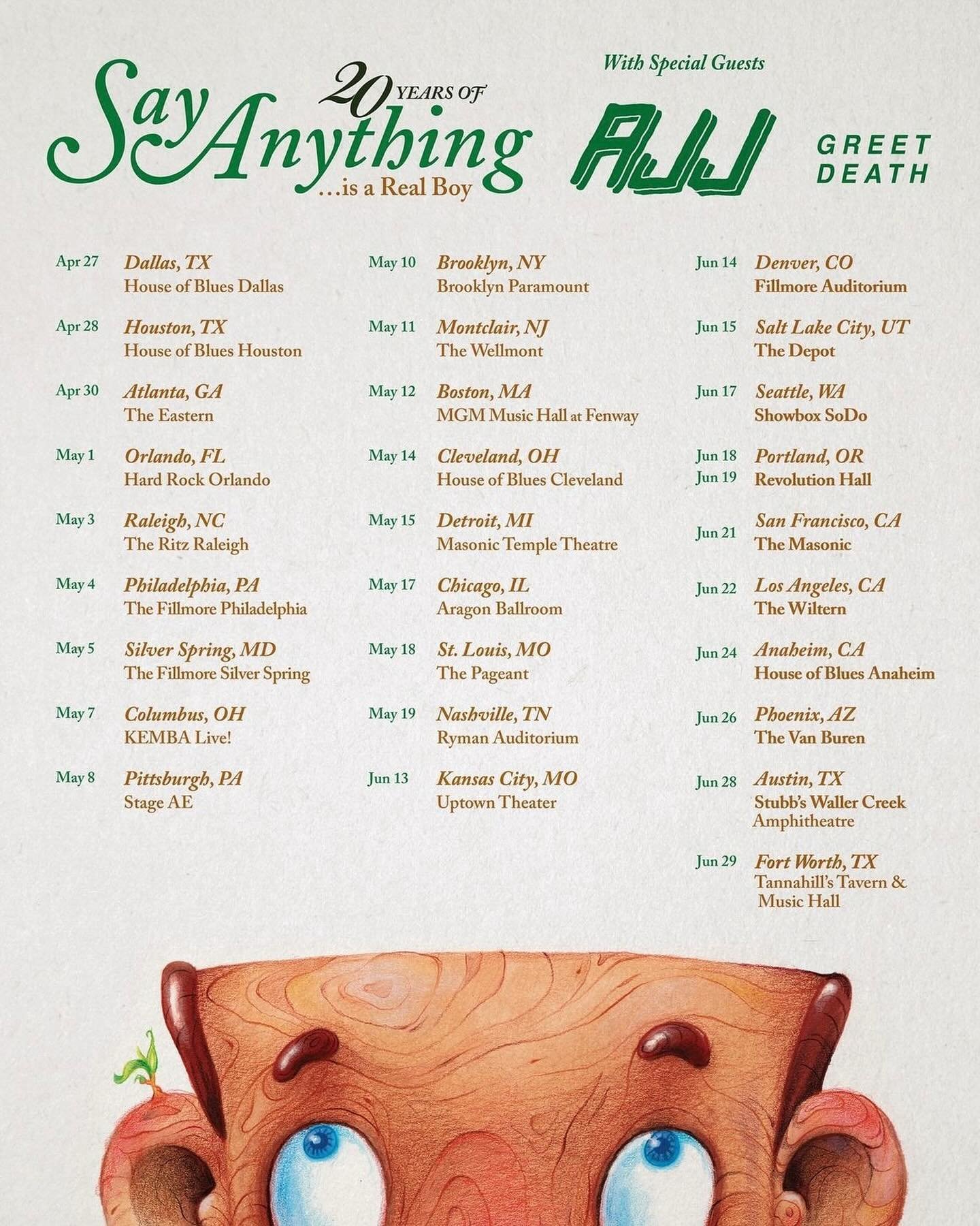 New song, epic tour.

This is your reminder that AJJ is currently on the road with @sayanything and @deathbois playing hits new and old. See you there? 🫡