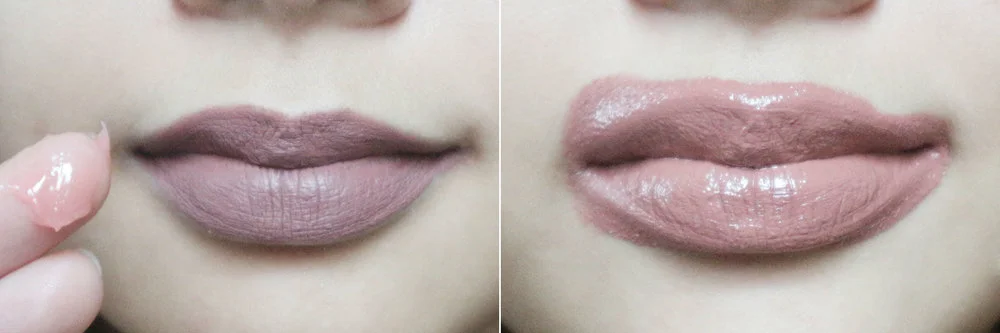Colourpop’s Ultramatte Liquid Lipstick in Beeper versus In Her Element’s Nourish and Cleanse Balm