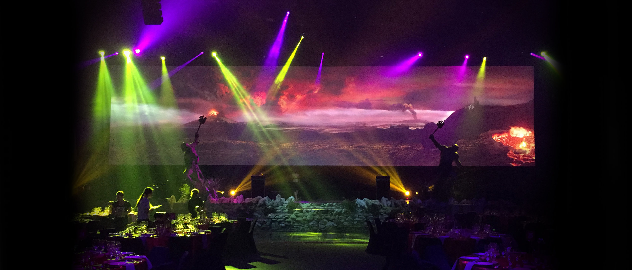 Immersive set, lighting, and screen design