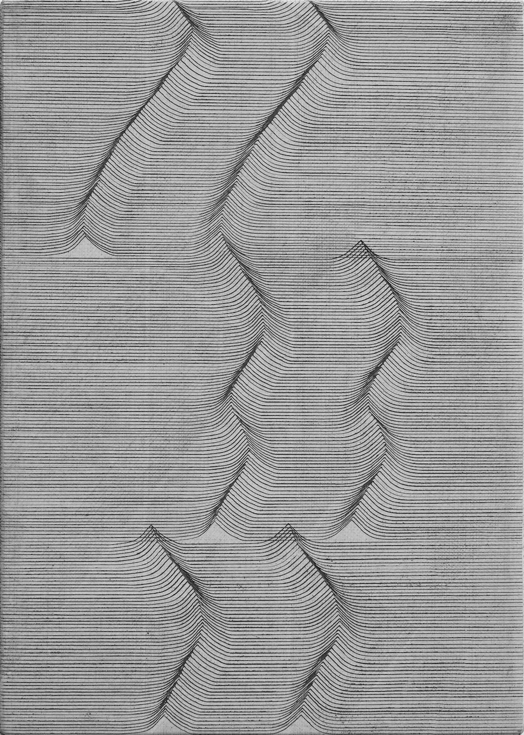   Long Ending (White)   Casein Paint and Scratches on Gesso Panel  30 x 21.5 x 2.5 cm 