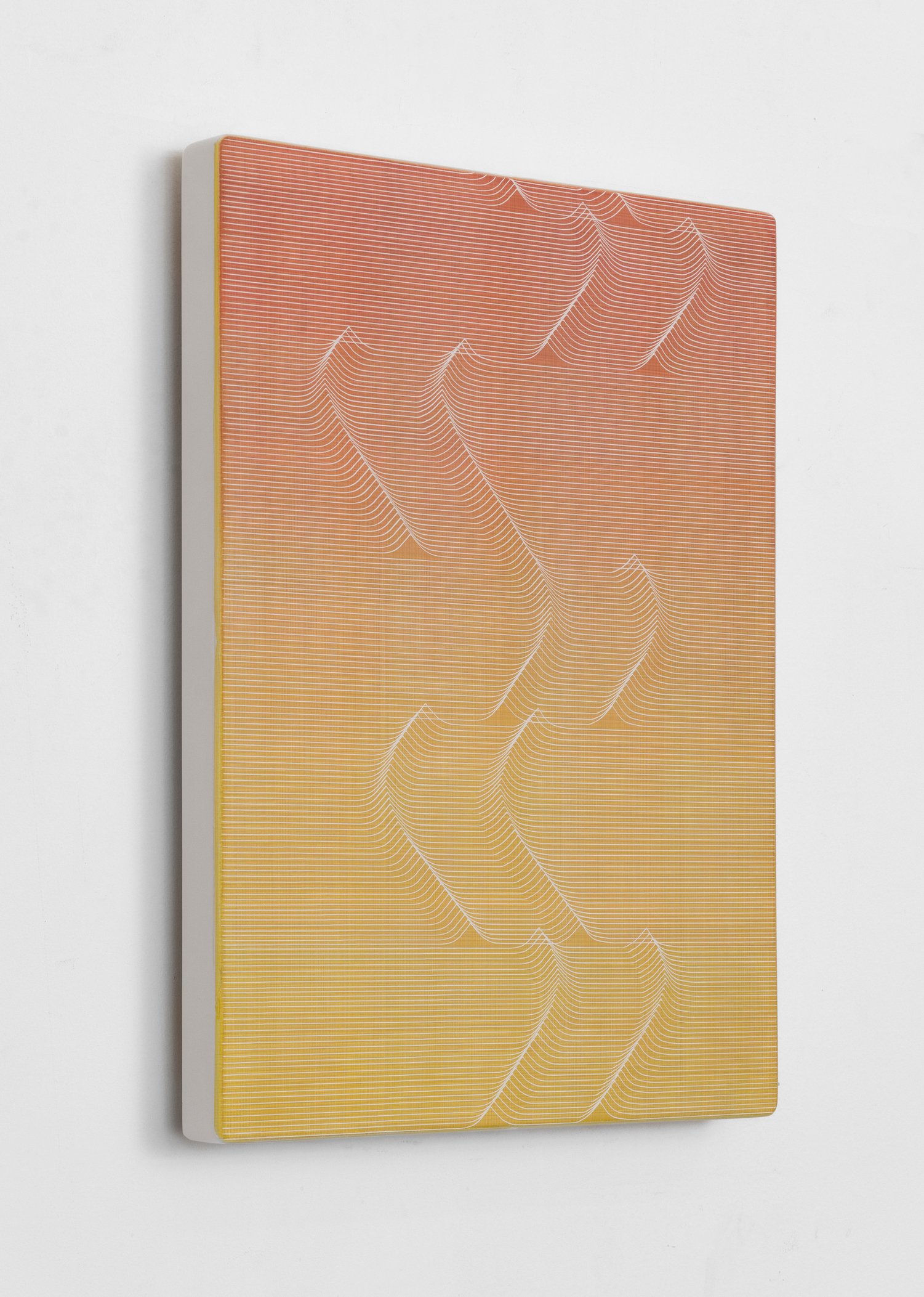  Long Ending (Amber Fade)  Casein paint and scratches on gesso panel  38 x 28 x 3.5 cm 