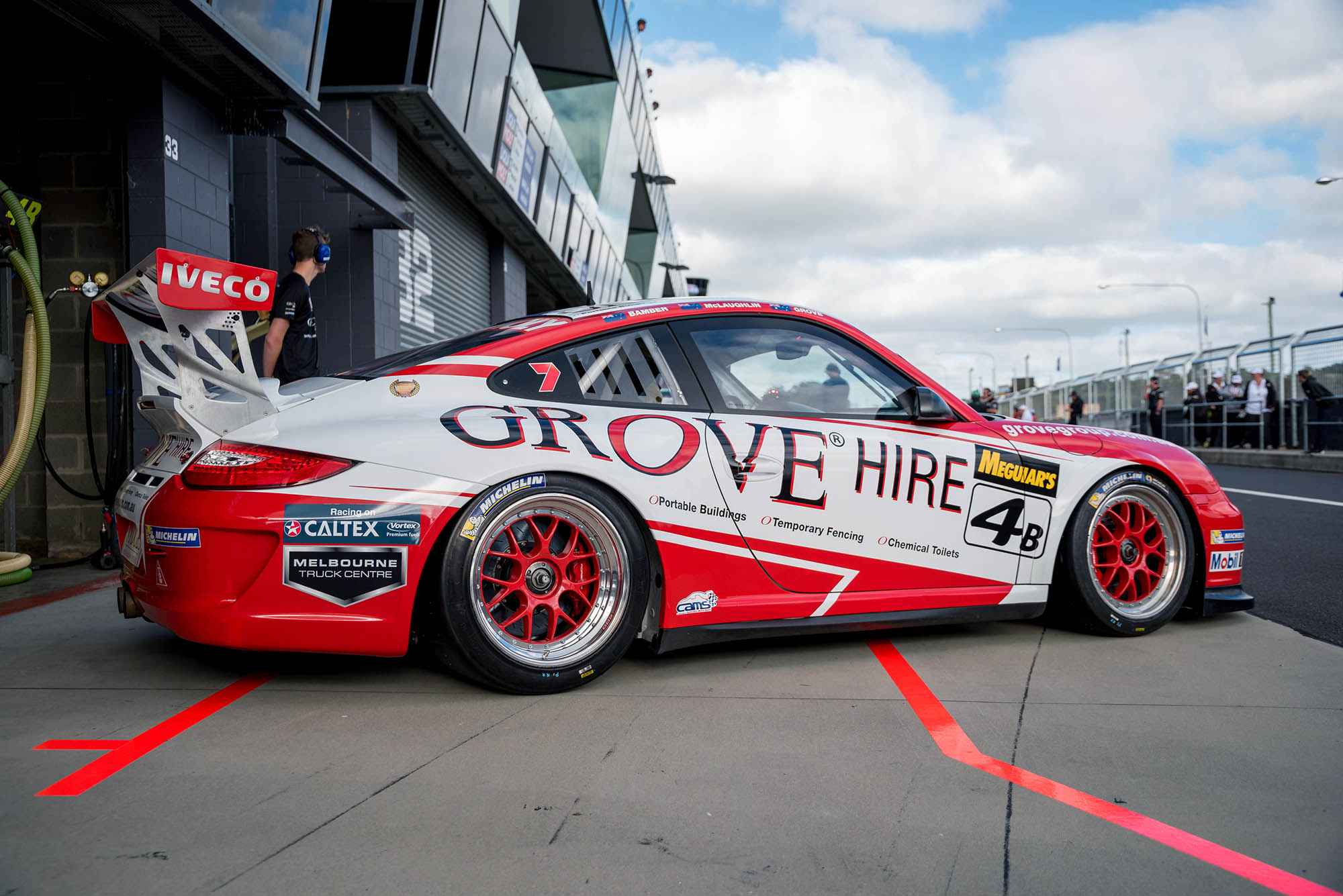 The Grove Racing Porsche is seen at the Mount Panorama circuit in Bathurst