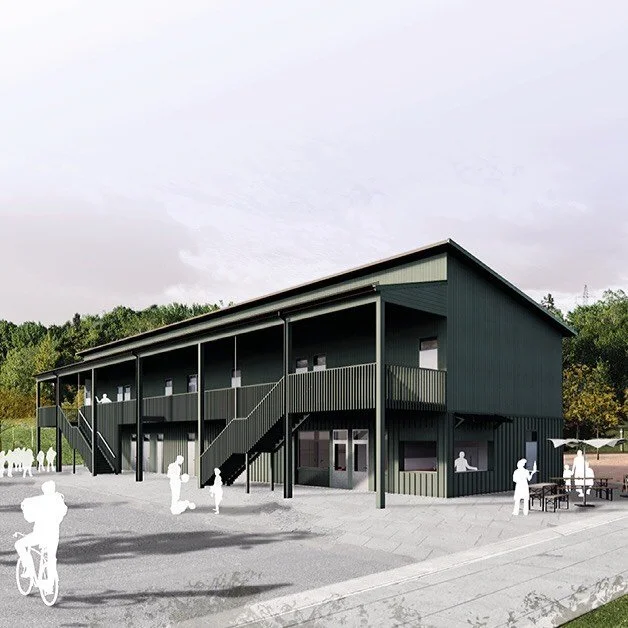 Kvarteret Krossen &amp; J&auml;rvastadens nya IP ute p&aring; samr&aring;d nu! H&auml;r &auml;r v&aring;r fina skiss till ny huvudbyggnad f&ouml;r idrottsplatsen d&auml;r Arkitema stod f&ouml;r landskapet. Huset ska inneh&aring;lla omkl&auml;dningsru