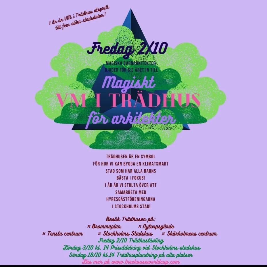 Imorgon deltar vi i VM i tr&auml;dhus. Kom och h&auml;lsa p&aring; n&auml;r vi bygger vid Brommaplan. #magictreehouseworldcup