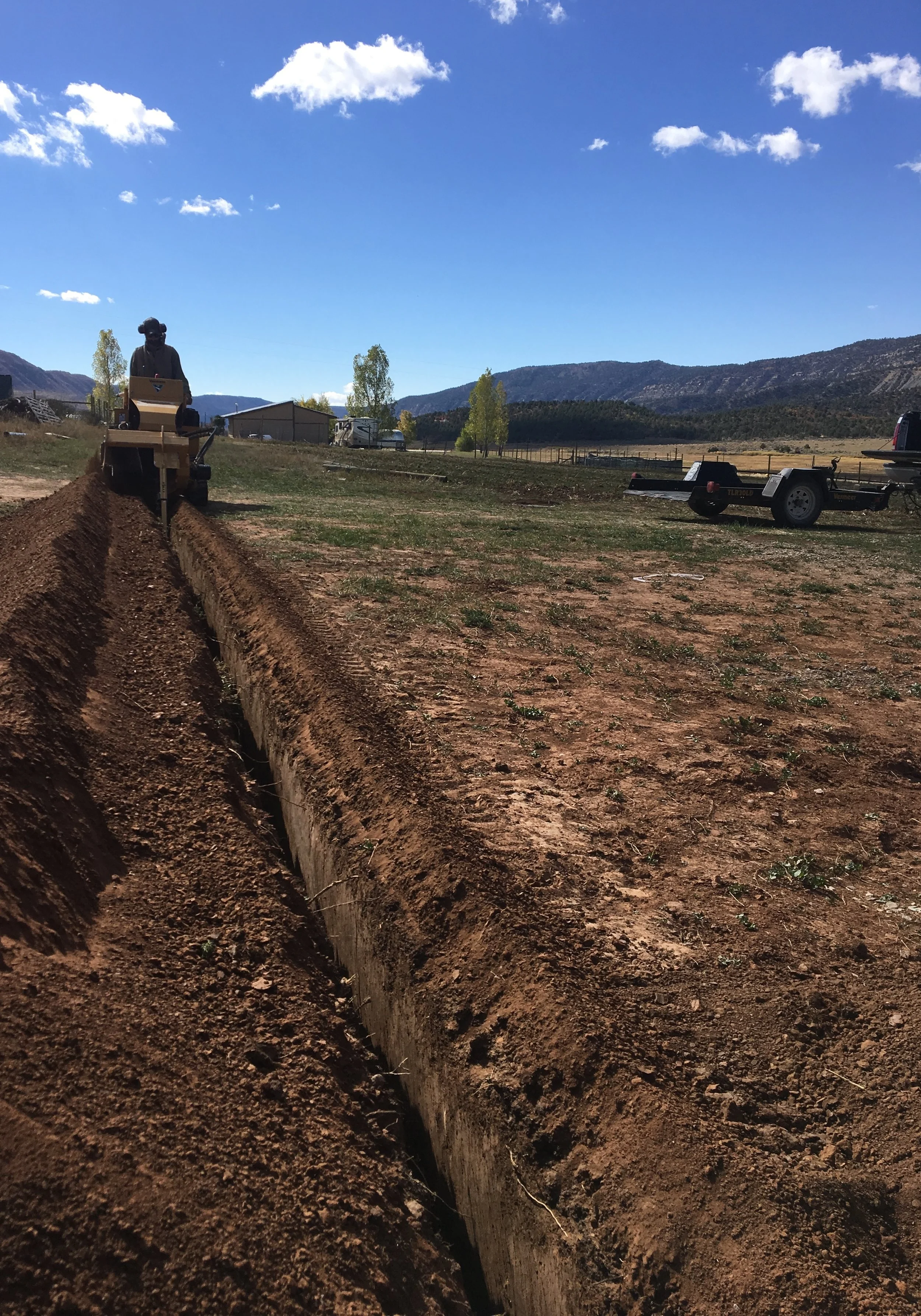Trenching for the electric line