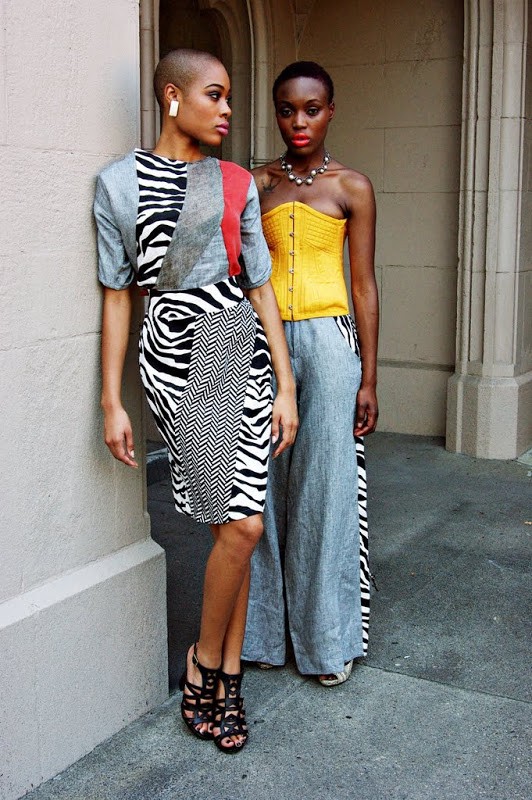 Image captured by Kwesi Abbensetts , clothes courtesy of Anitra Michelle and her Plutocracy line , styled by Jean S. Hall, and make-up by Apryl Rankin. Models: Folasade Adeoso & Liz Coicou