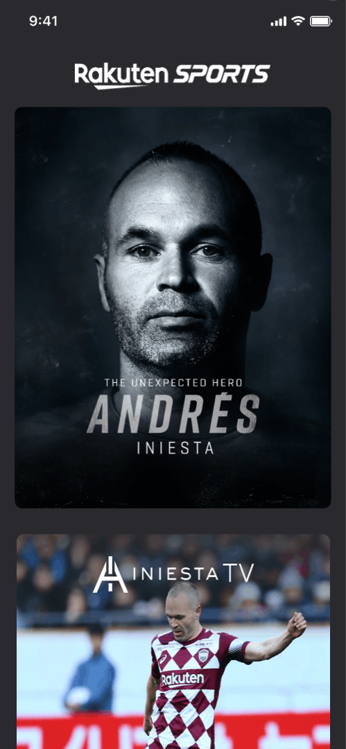 Root View - first iteration. Feed style, card-based browsing experience